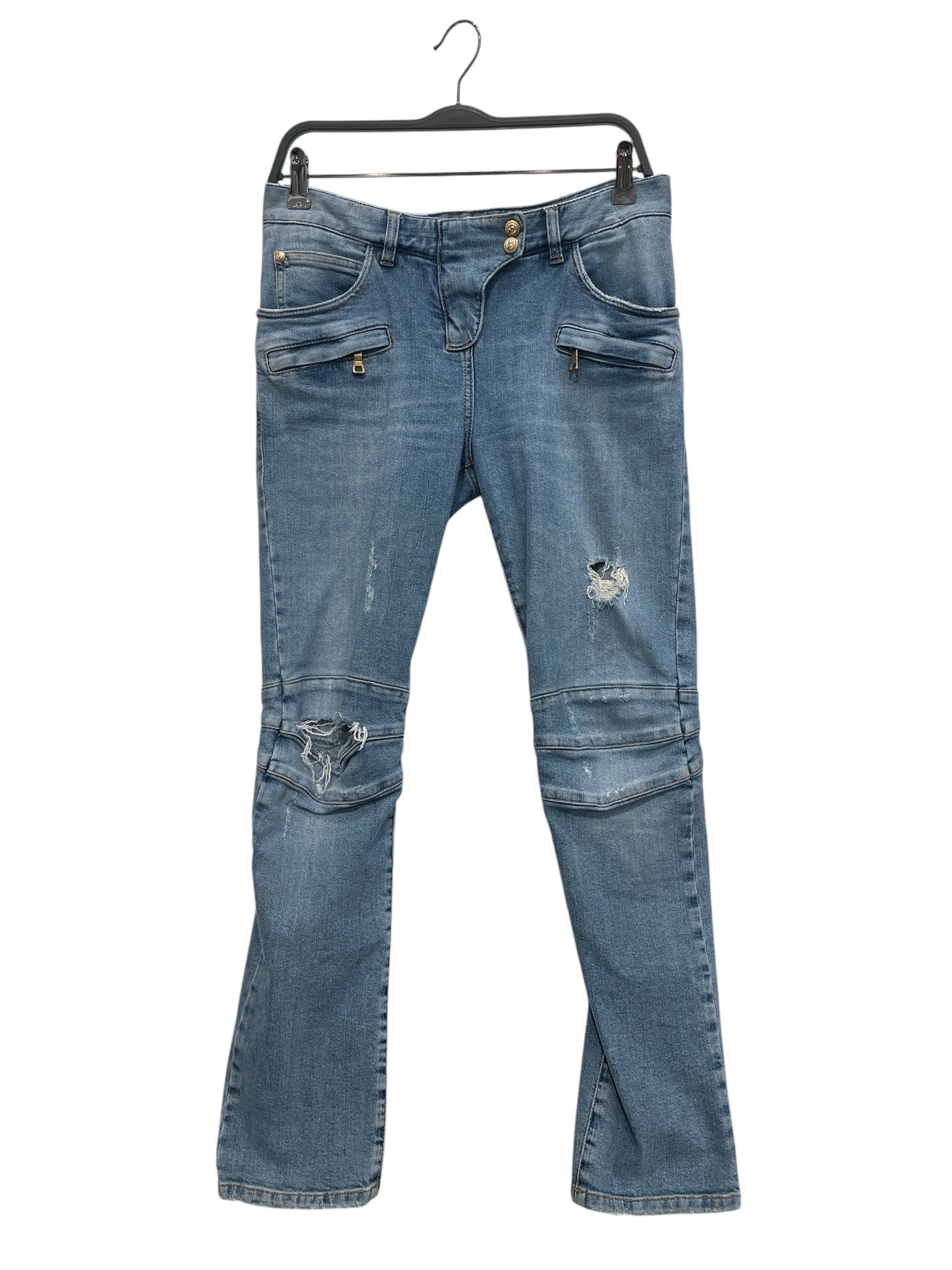 BALMAIN/Skinny Pants/36/Denim/IDG/GOLD BUTTON BIKER view 1