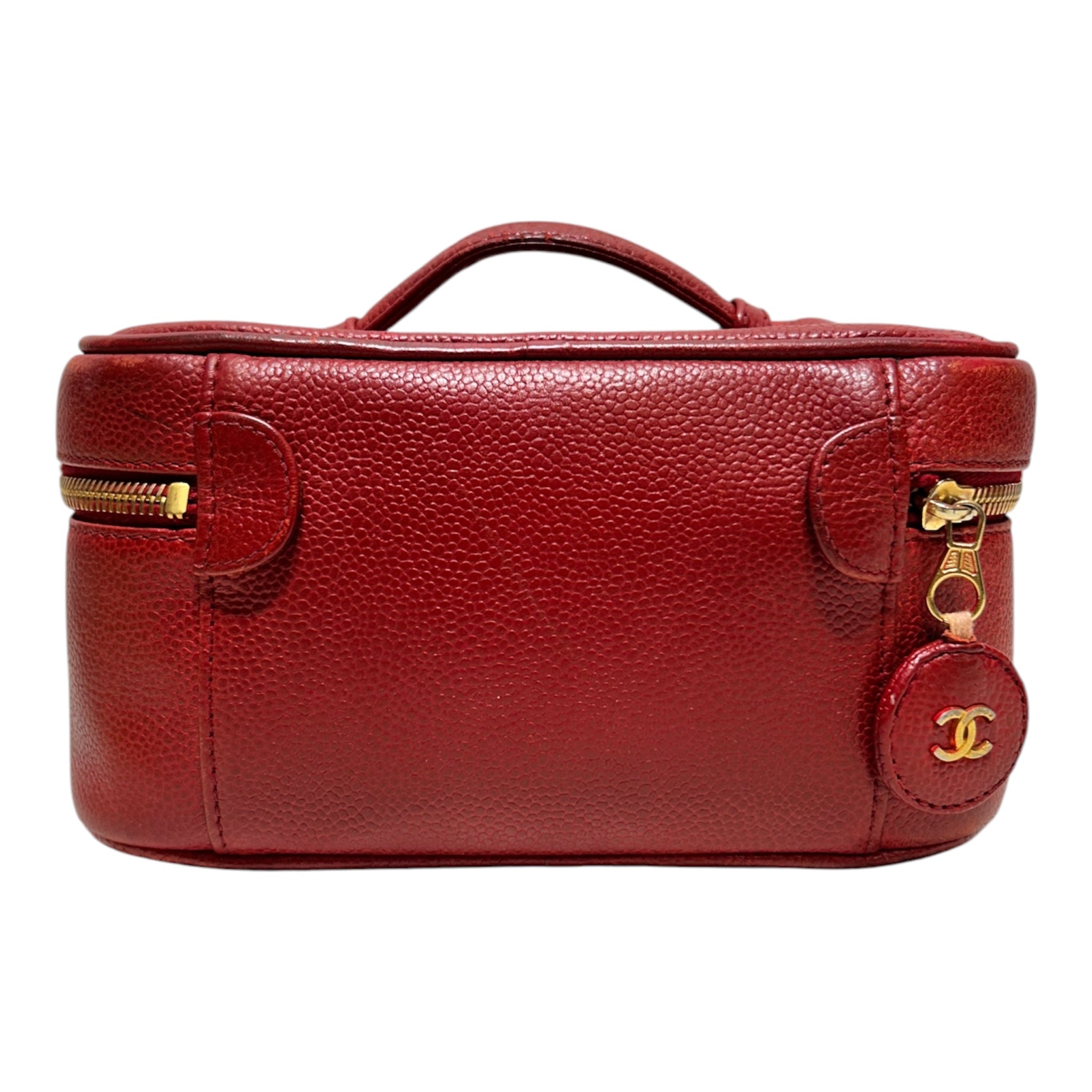 CHANEL/Pouch/Leather/RED/MAKEUP TRAVEL BAG CC FRNT view 2