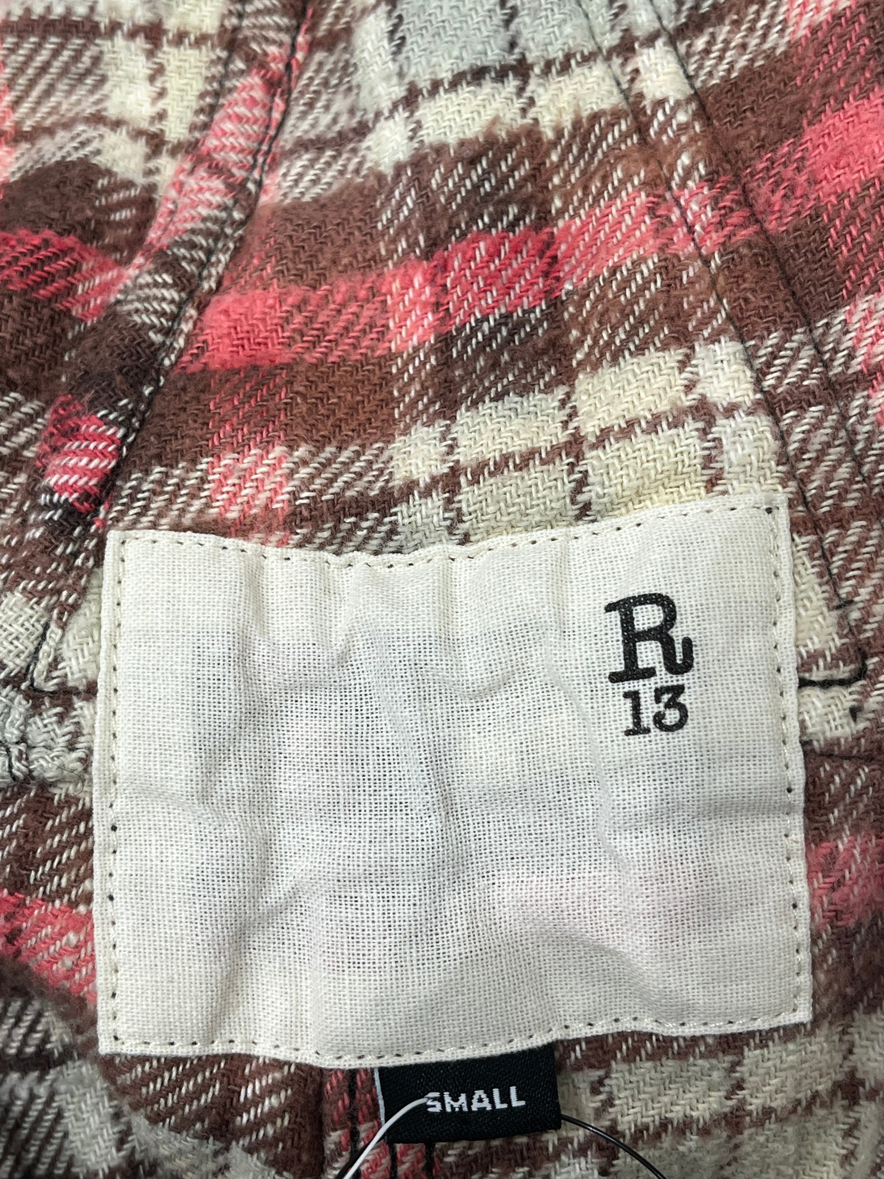 R13/Overall/S/Plaid/Cotton/RED/WIDE LEG CROPPED OVERSALLS view 5