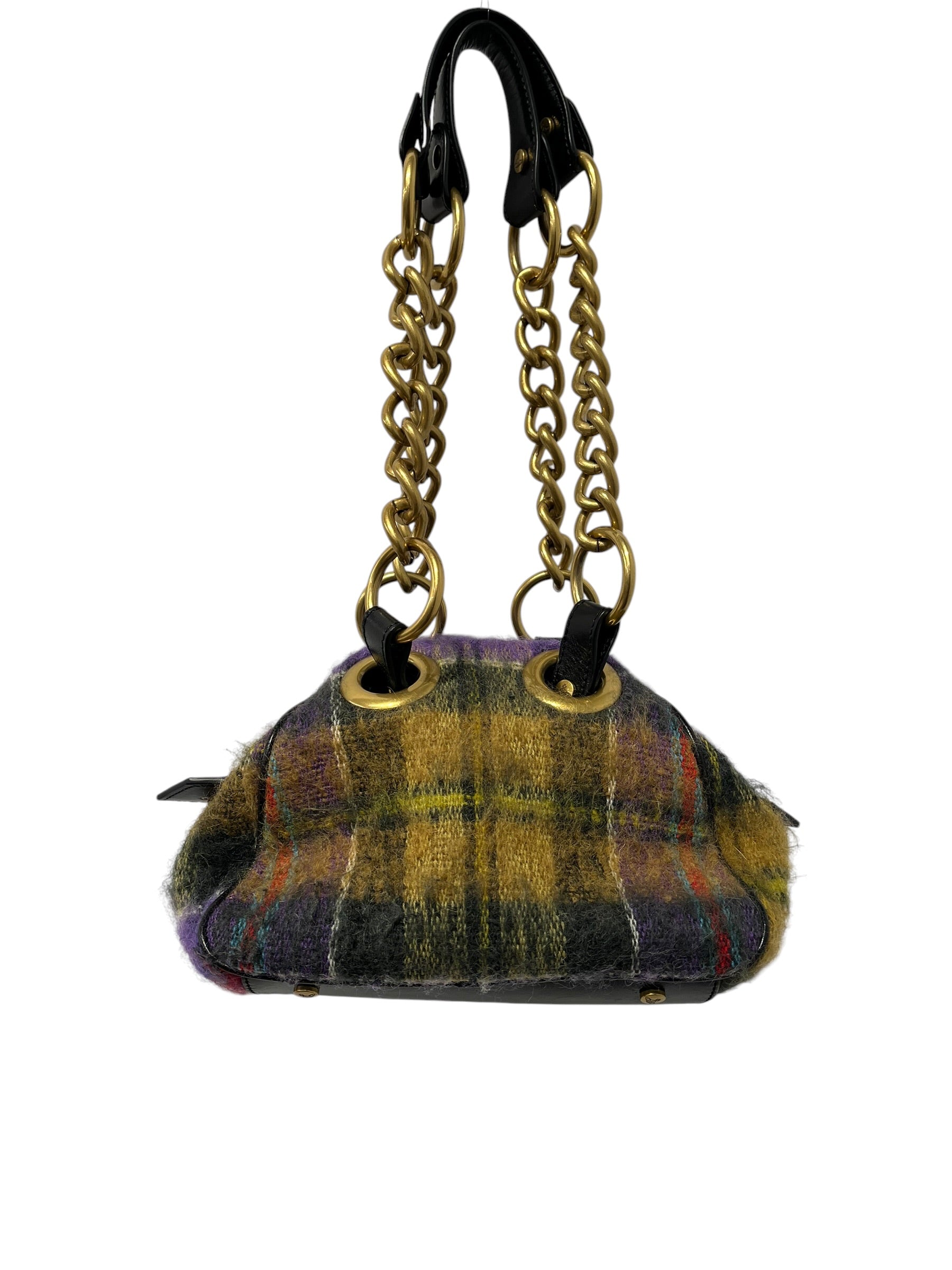 Vivienne Westwood/Bag/Plaid/Wool/GLD/PURPLE LARGE ORB CHAIN STRAP view 2