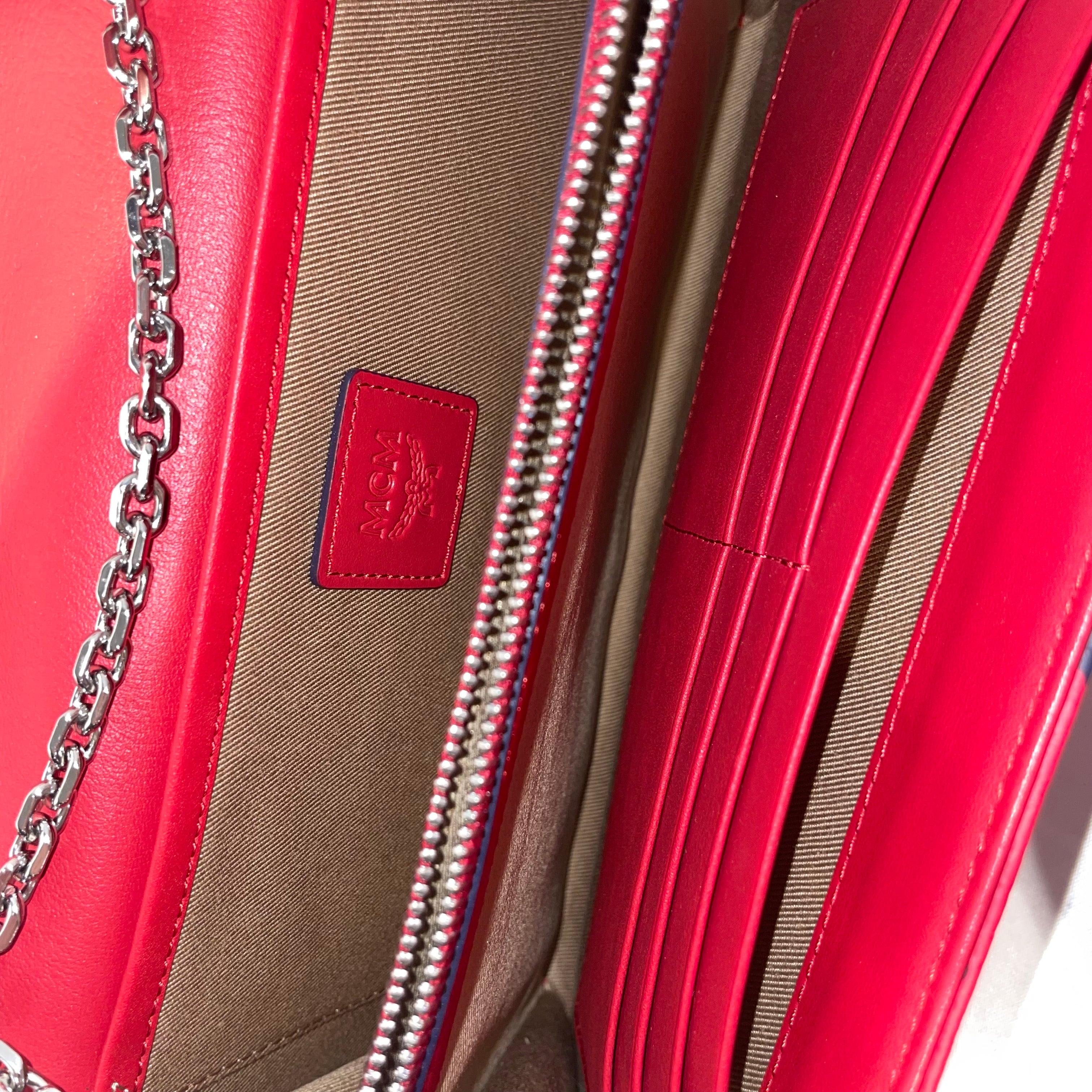 MCM/Cross Body Bag/S/Monogram/Leather/RED/ view 4