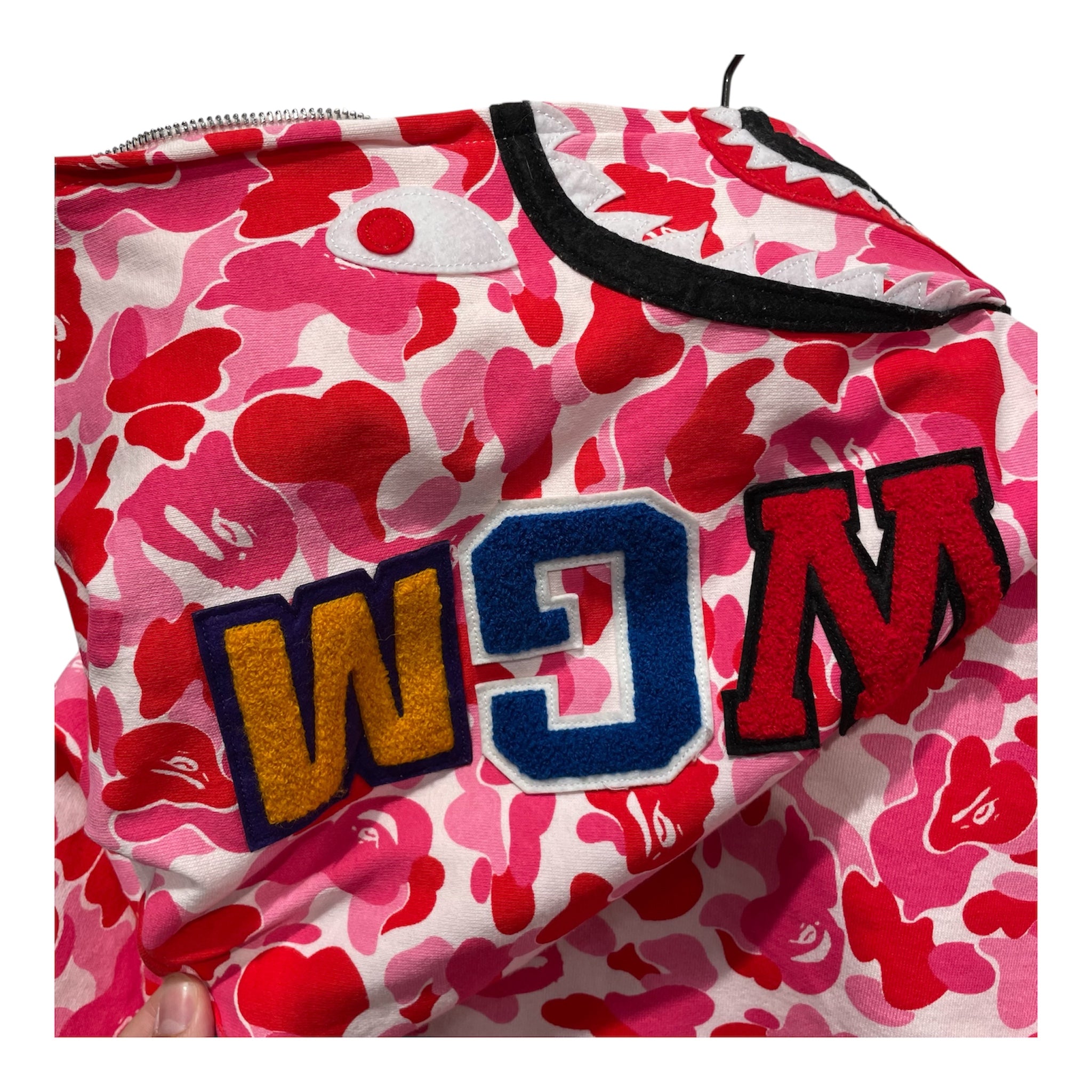 A BATHING APE/Zip Up Hoodie/M/All Over Print/Cotton/PNK/abc camo shark full zip up view 5