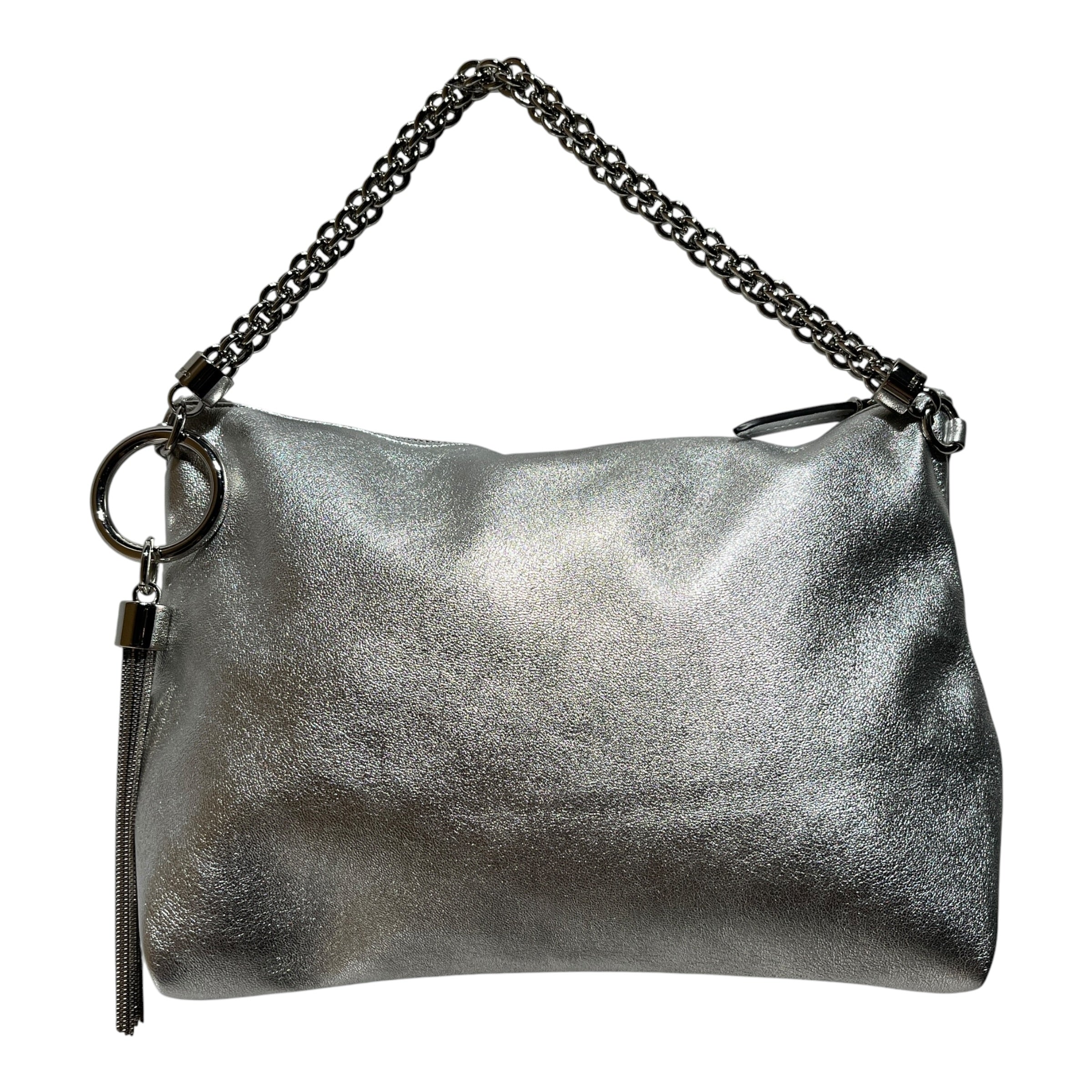 JIMMY CHOO/Hand Bag/Leather/SLV/GLITTER TASSEL, CHAIN DETAIL view 1