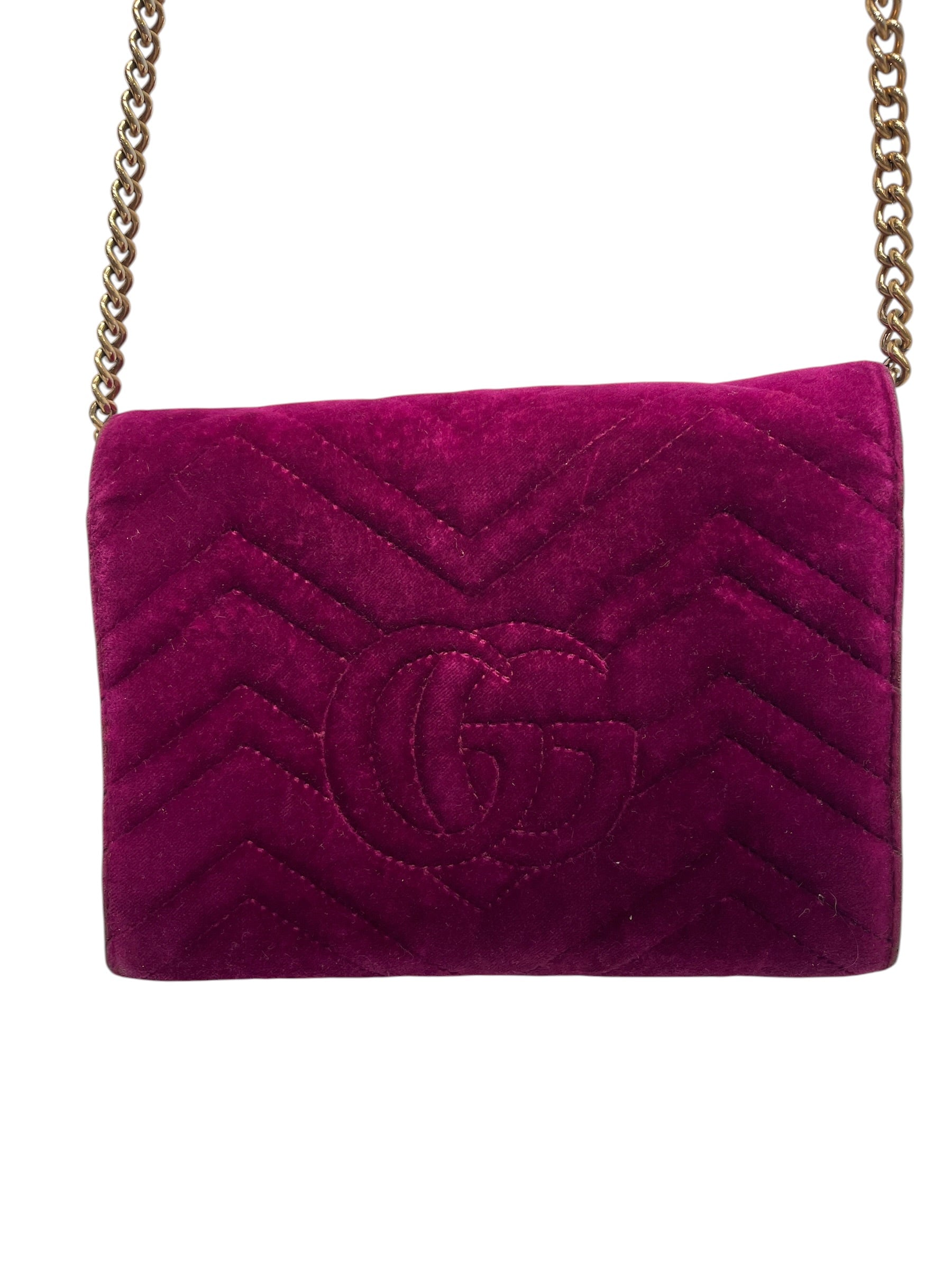 GUCCI/Cross Body Bag/Suede/PPL/Marmont Chain view 4
