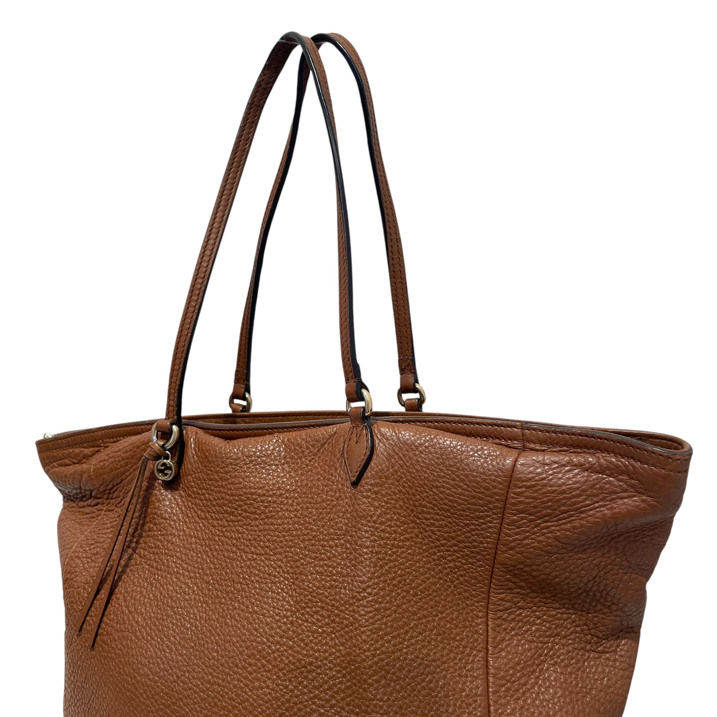 GUCCI/Hand Bag/Leather/BRW/Gold-Tone Grained Bree Bag view 5