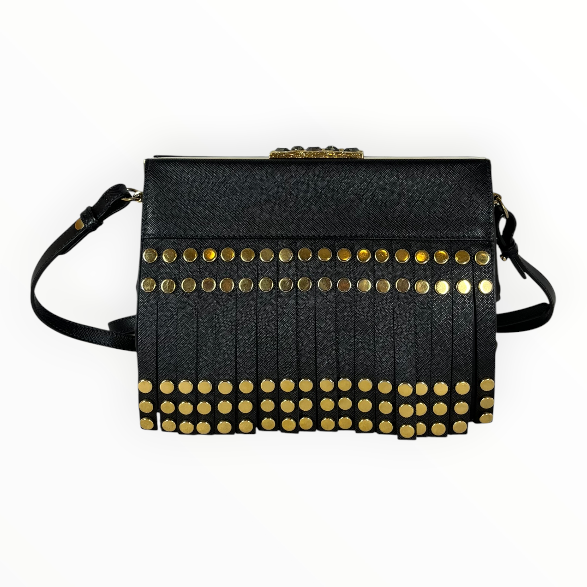 PRADA/Cross Body Bag/Leather/BLK/Saffiano Leather Studded Idol view 2