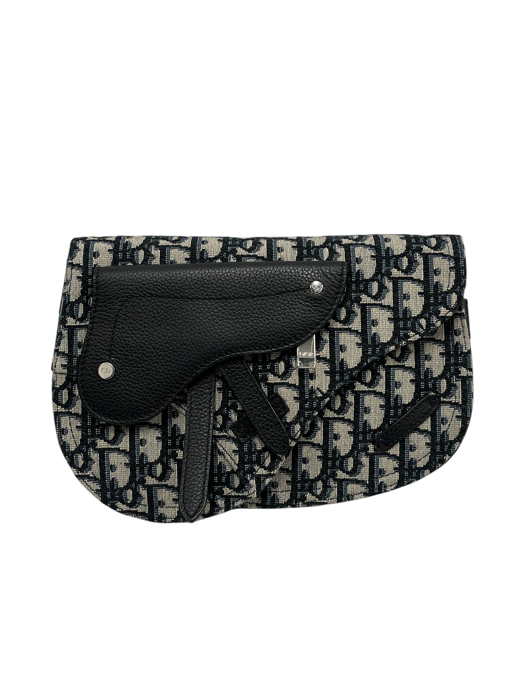 Christian Dior/Cross Body Bag/Monogram/Cotton/BLK/OBLIQUE JACQUARD SADDLE BAG view 1