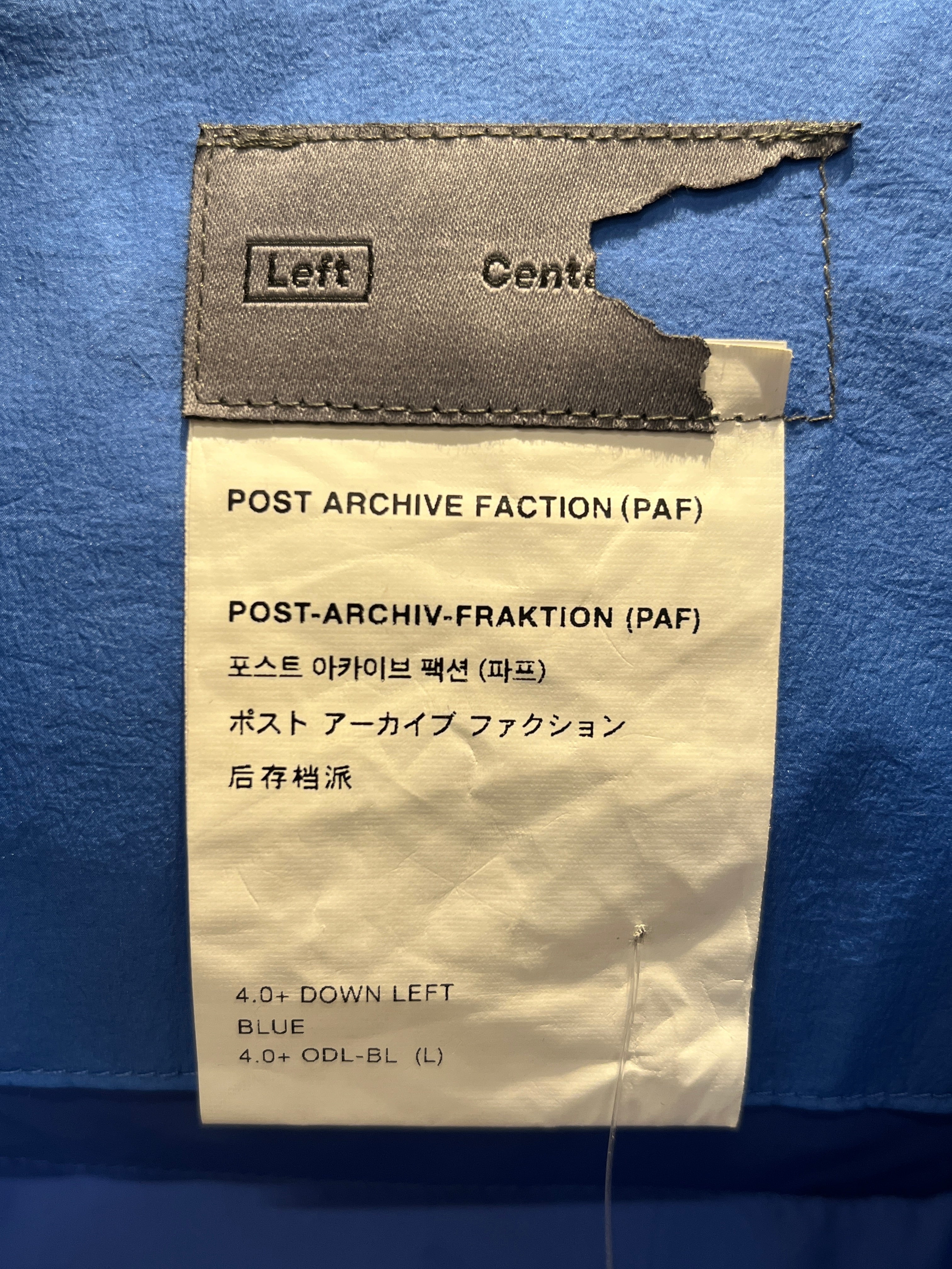 POST ARCHIVE FACTION/Puffer Jkt/L/Nylon/BLU/All Over Print/4.0 DWN LEFT PUFFER view 3