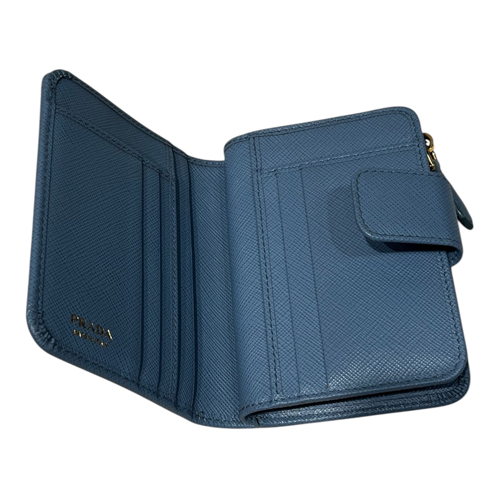 PRADA/Trifold Wallet/Leather/IDG/L's/Gold zip Wallet view 3