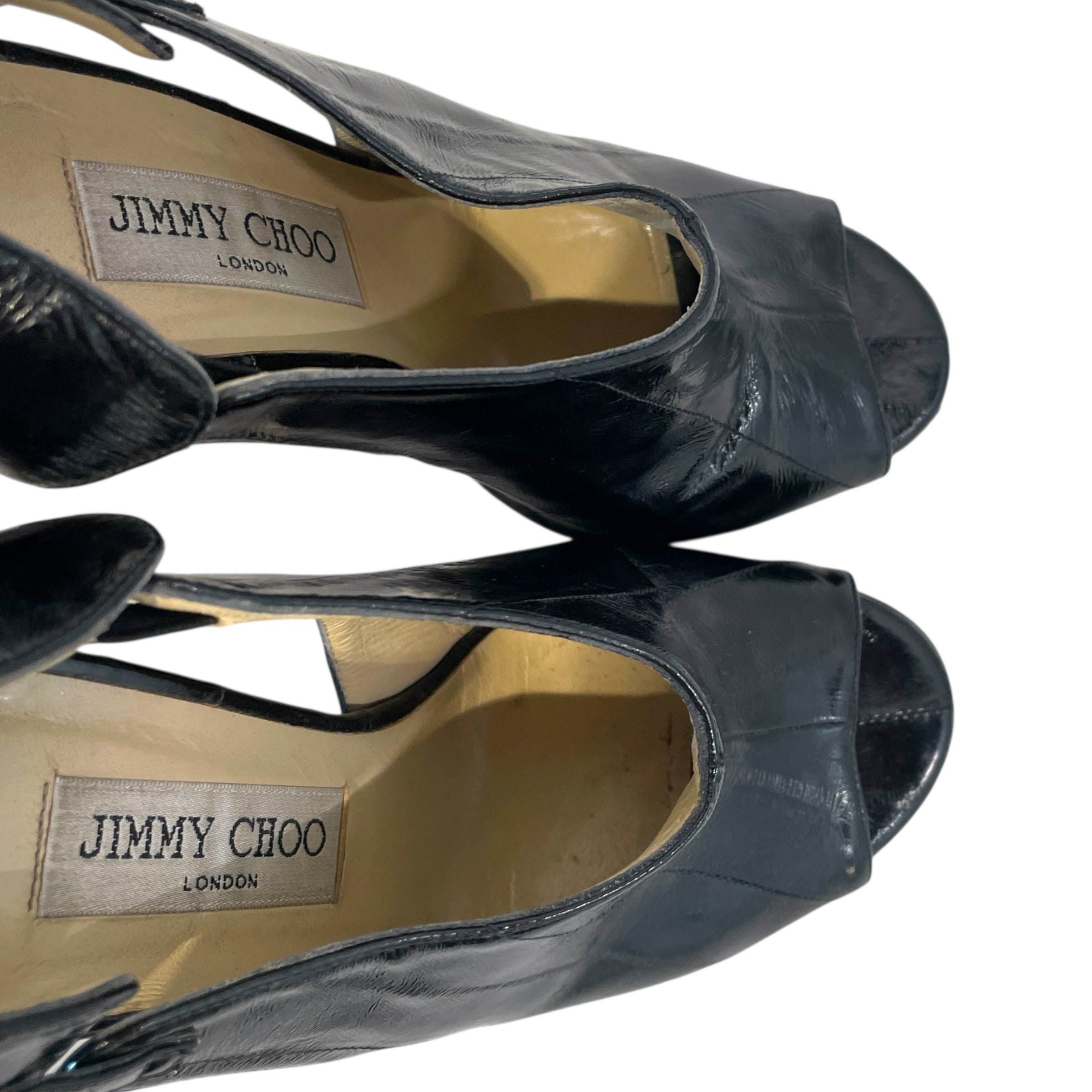 JIMMY CHOO/Heels/EU 37.5/Leather/BLK/Eelskin view 4