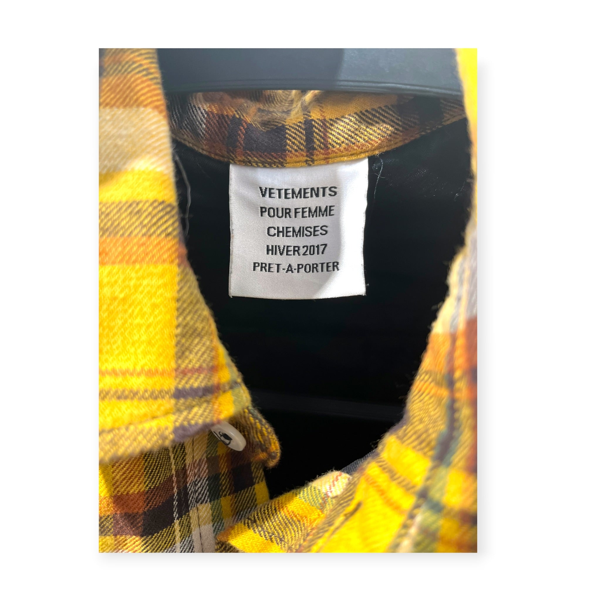 VETEMENTS/Jacket/S/Cotton/YLW/Plaid/time is money football shldr view 5