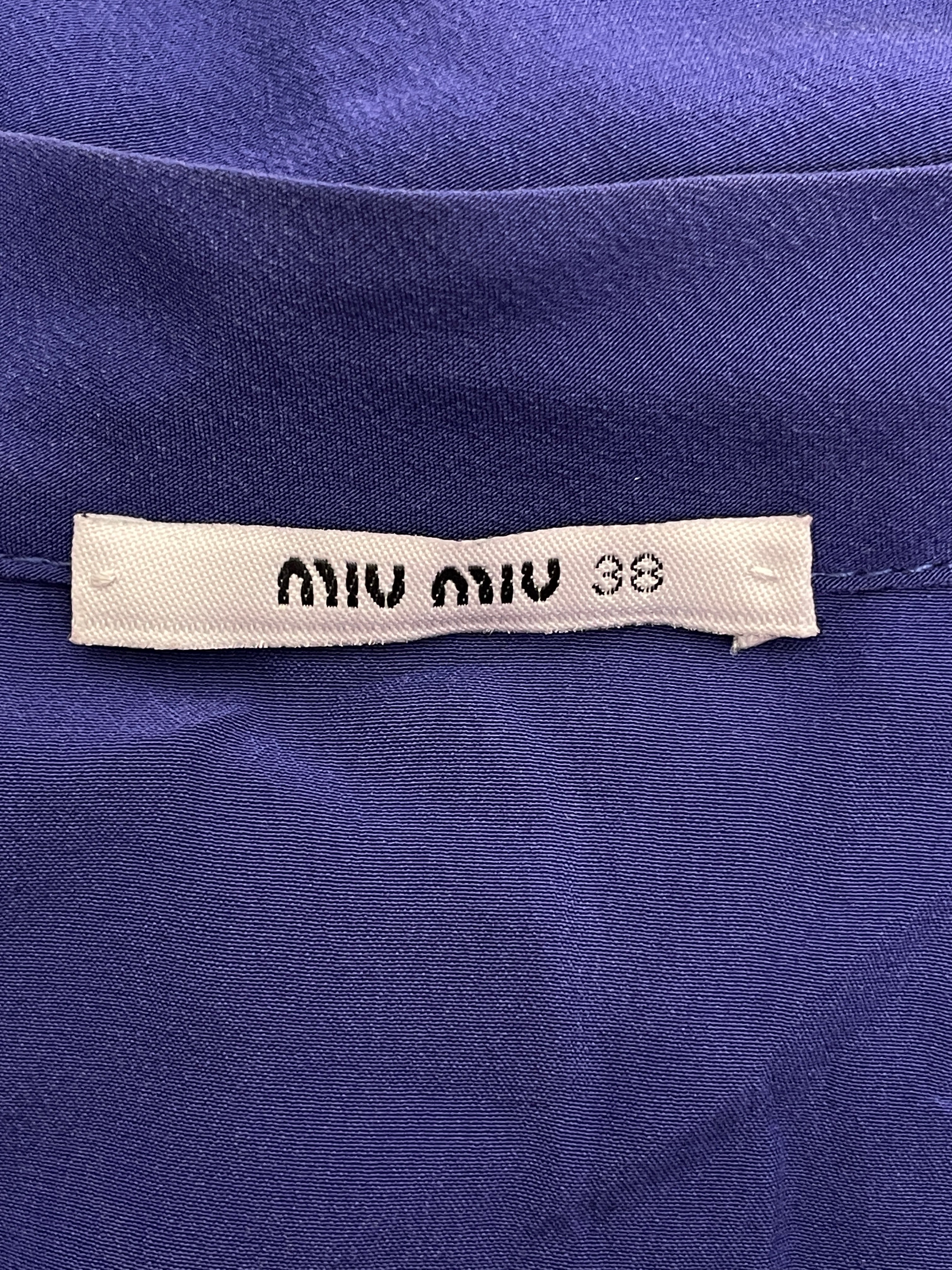 MIU MIU/Tunic Dress/38/Silk/BLU/COLBALT BLUE RUFFLE DRESS view 3