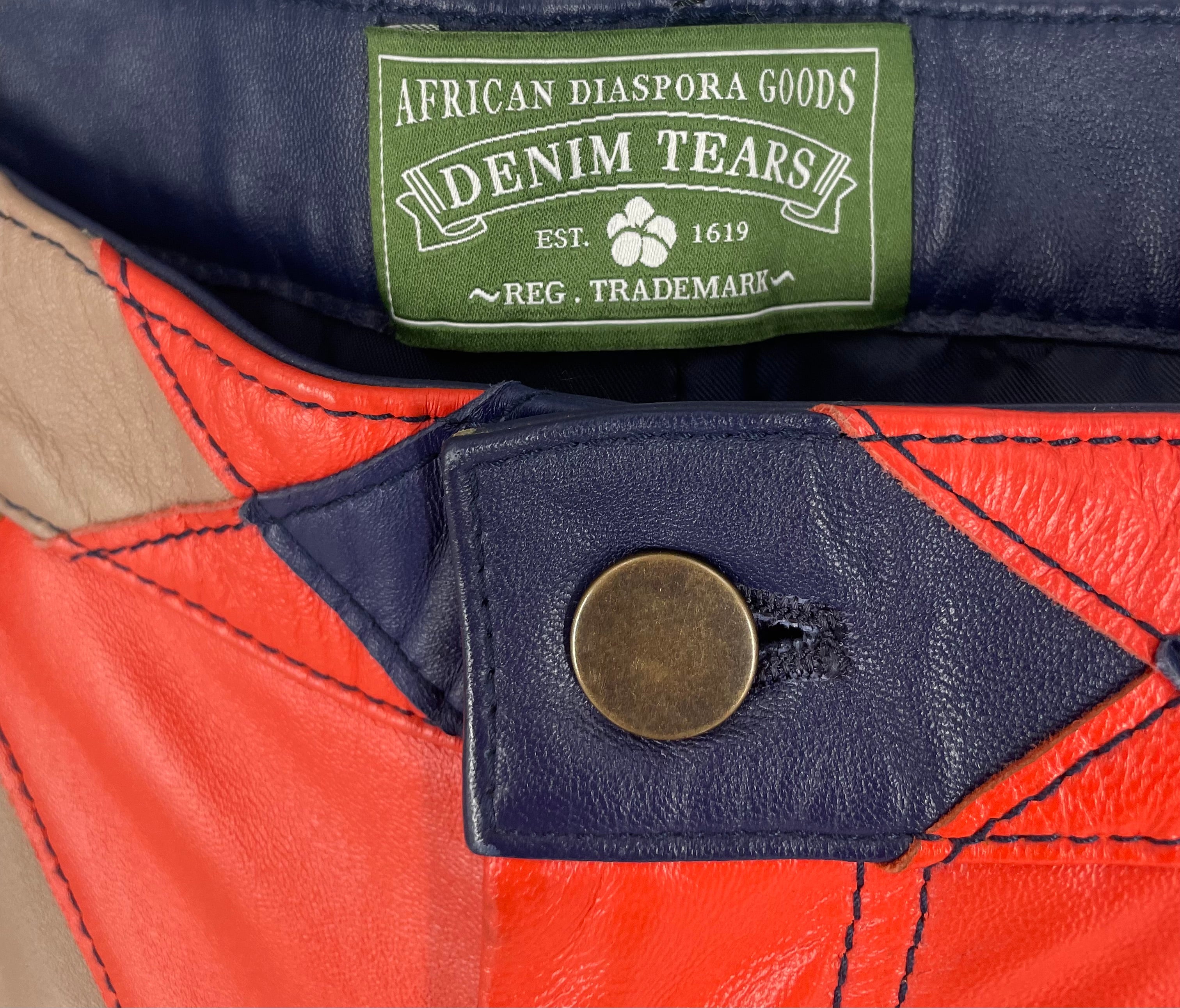 DENIM TEARS/Straight Pants/L/Leather/BLU/Hombre Check/ARGILE view 3