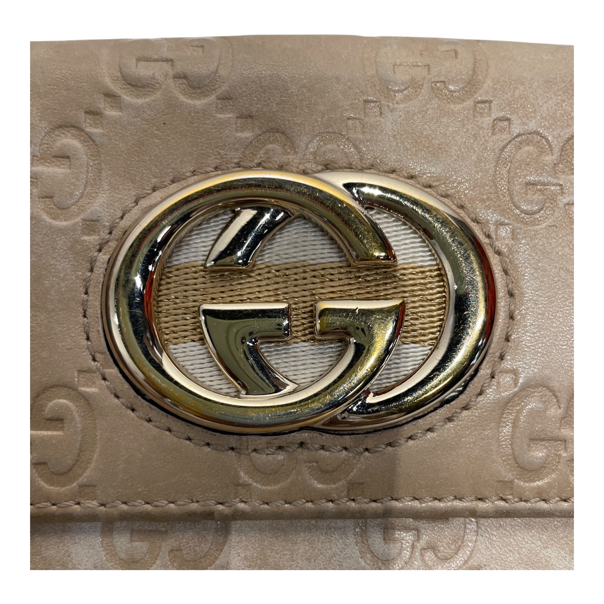 GUCCI/Trifold Wallet/Monogram/Leather/BEG/L's/guccissima view 3