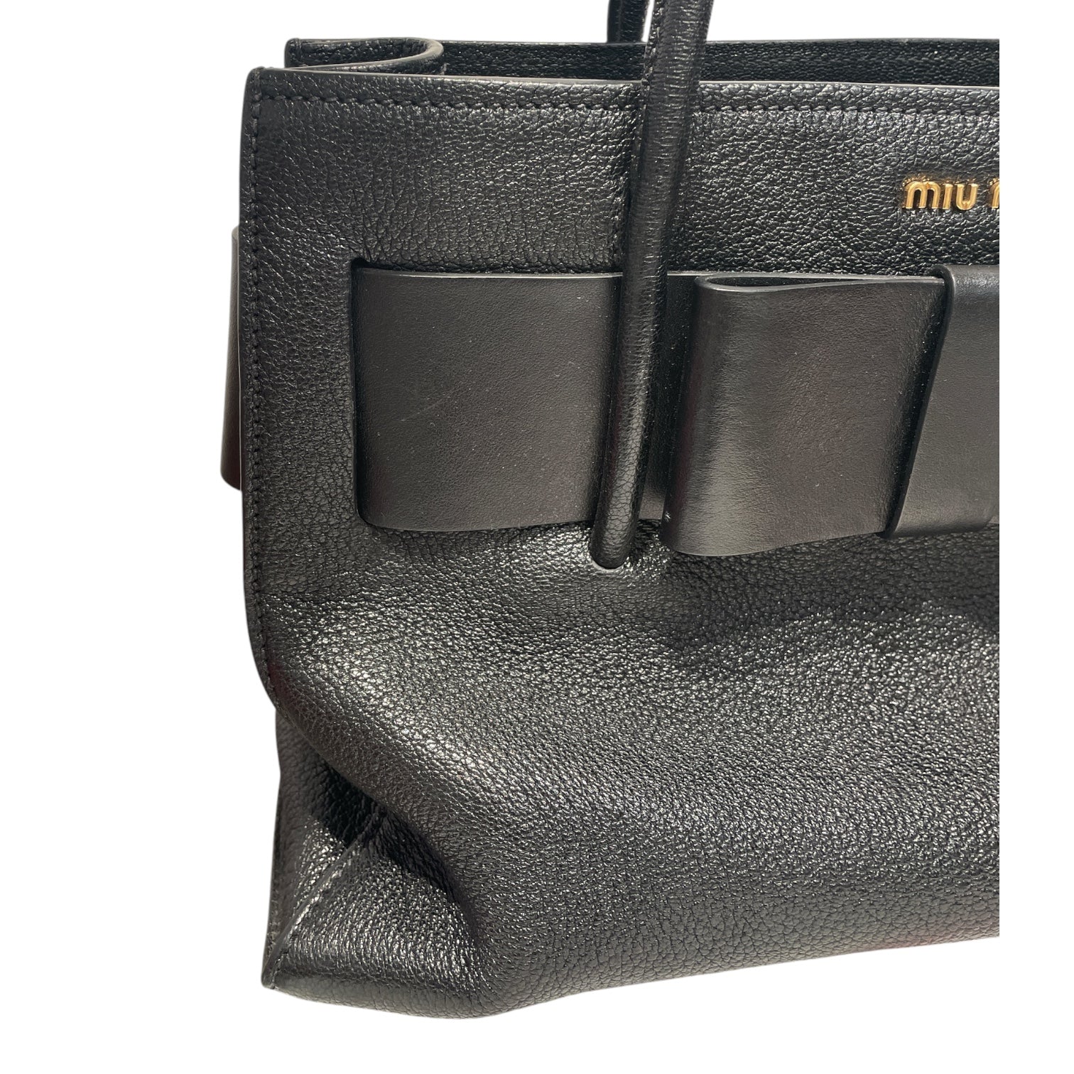 MIU MIU/Hand Bag/Leather/BLK/MADRAS FIOCCO view 6