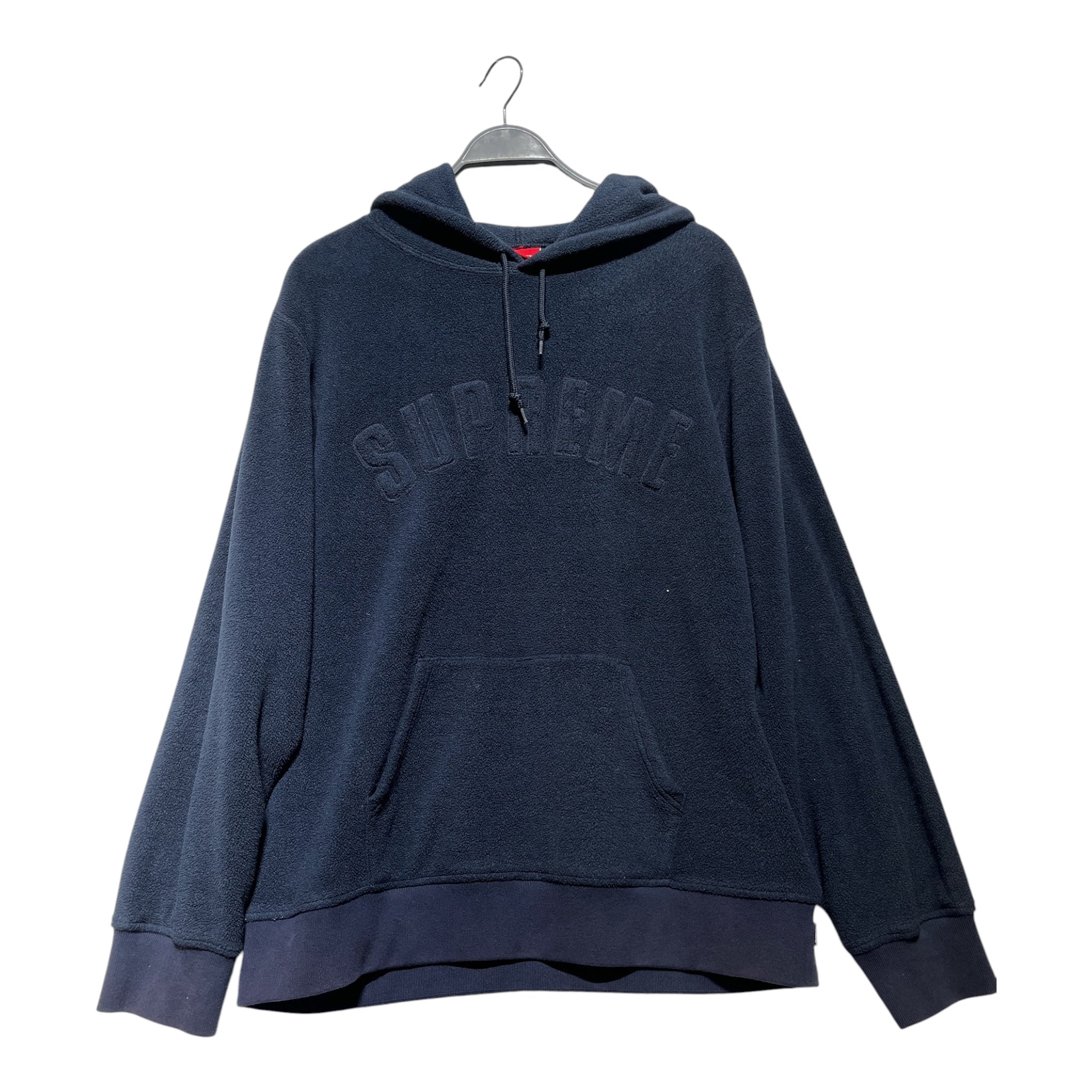 Supreme/Fleece Jkt/XL/Cotton/NVY/raised letter logo view 1