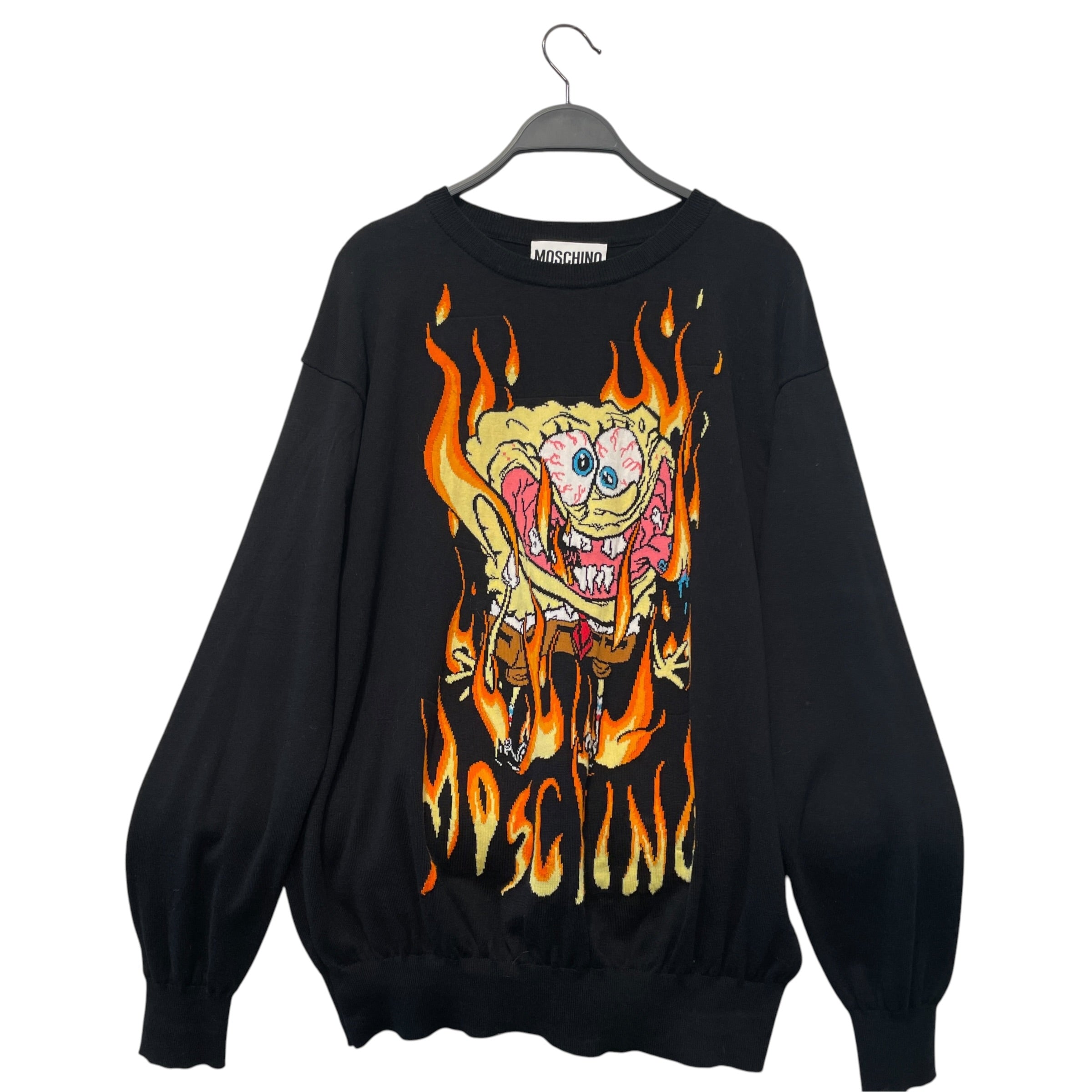 MOSCHINO/Sweater/Graphic/Cotton/BLK/Fire Spongebob view 1