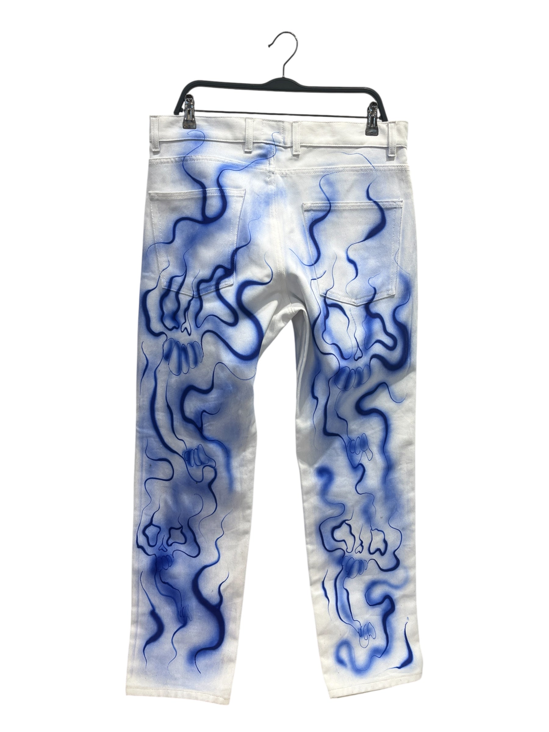 CASELLA MEYER/Straight Pants/36/Denim/WHT/All Over Print/BLUE AIRBRUSH DENIM view 2