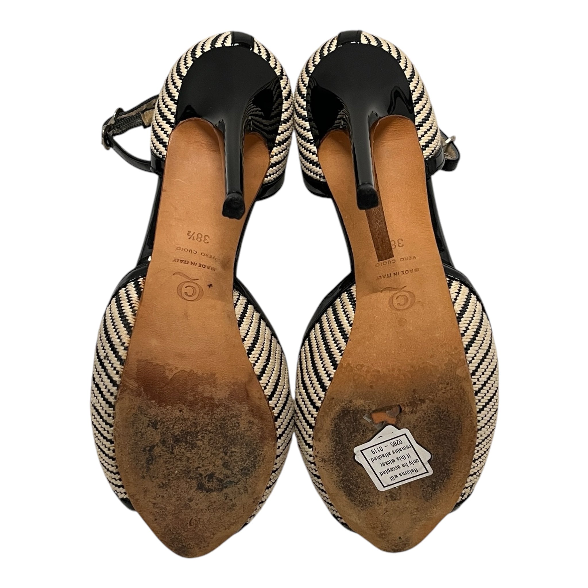 Alexander McQueen/Heels/EU 38.5/Cotton/BEG/BLK TRIM PEEP TOE HEEL view 4