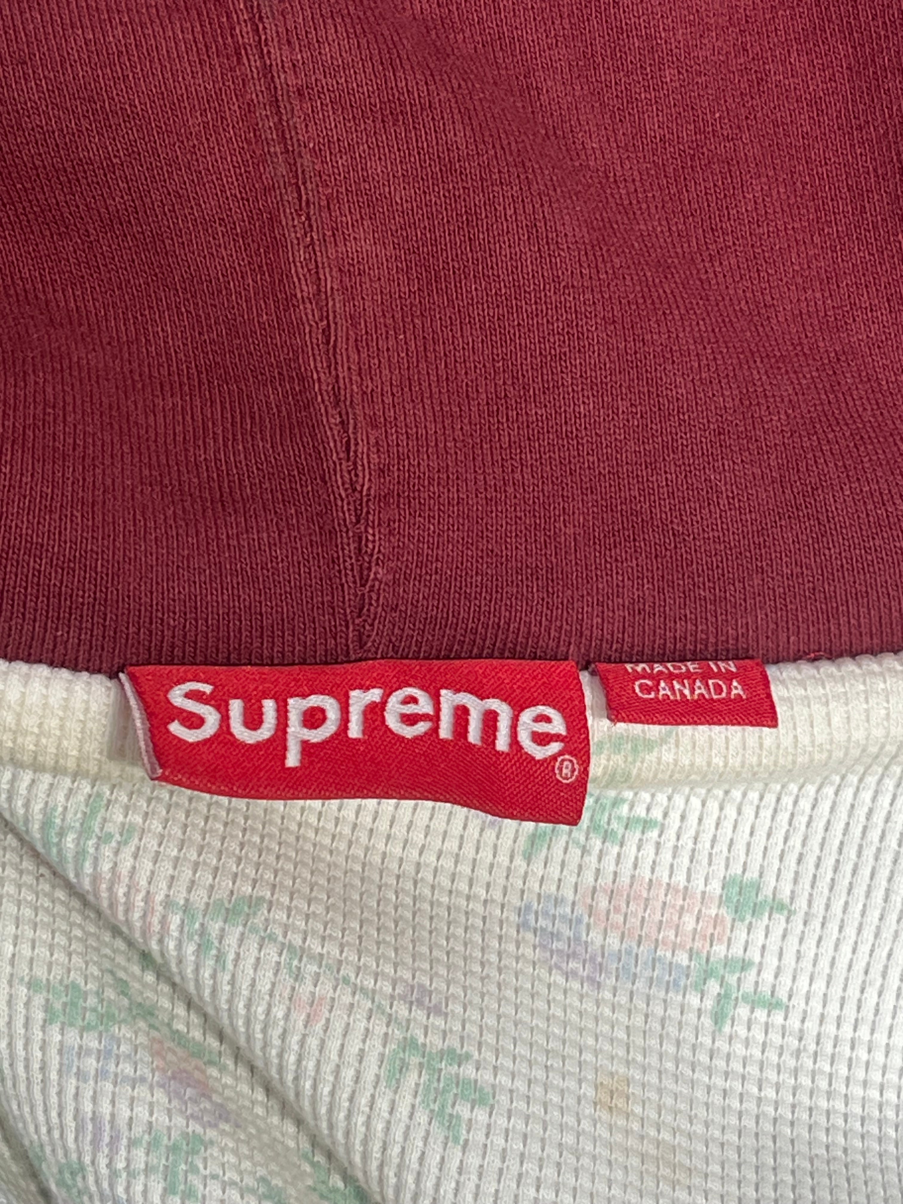 Supreme/Zip Up Hoodie/L/Cotton/RED/RED ZIP HOODIE FLORAL INTERIOR view 3