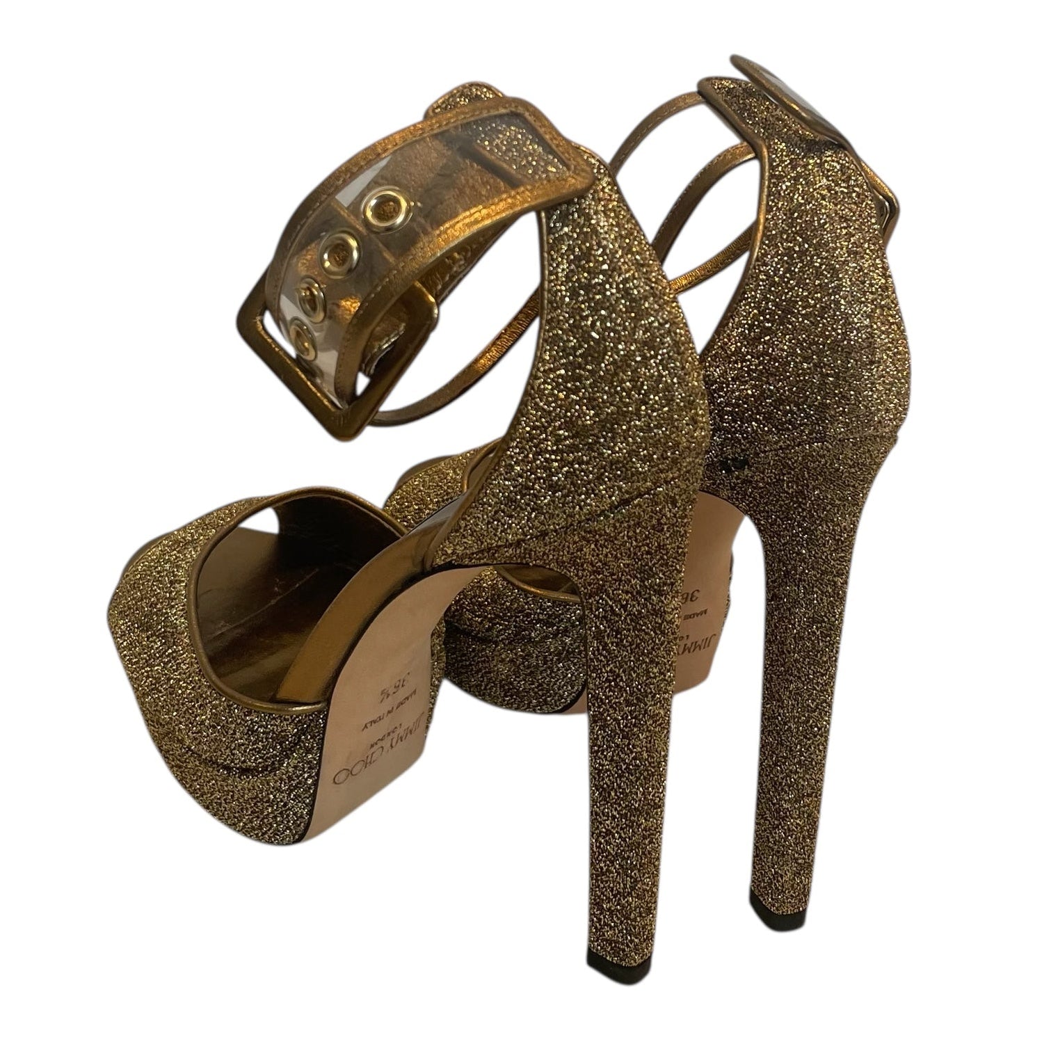 JIMMY CHOO/Heels/EU 36.5/Glitter/GLD/CLEAR ANKLE view 2