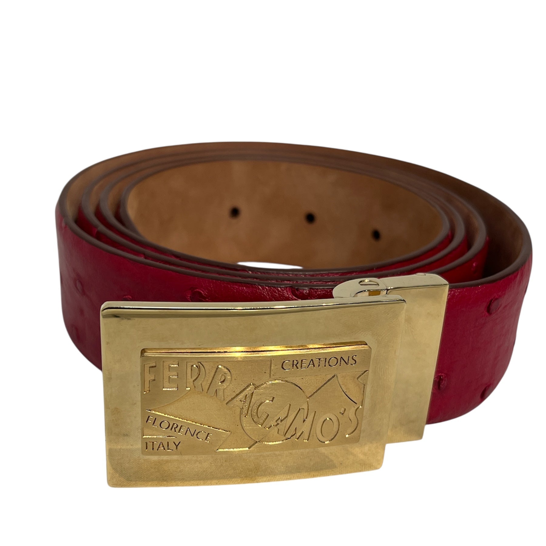 Salvatore Ferragamo/Belt/O/S/Leather/RED/Ostrich Leather Creation view 1