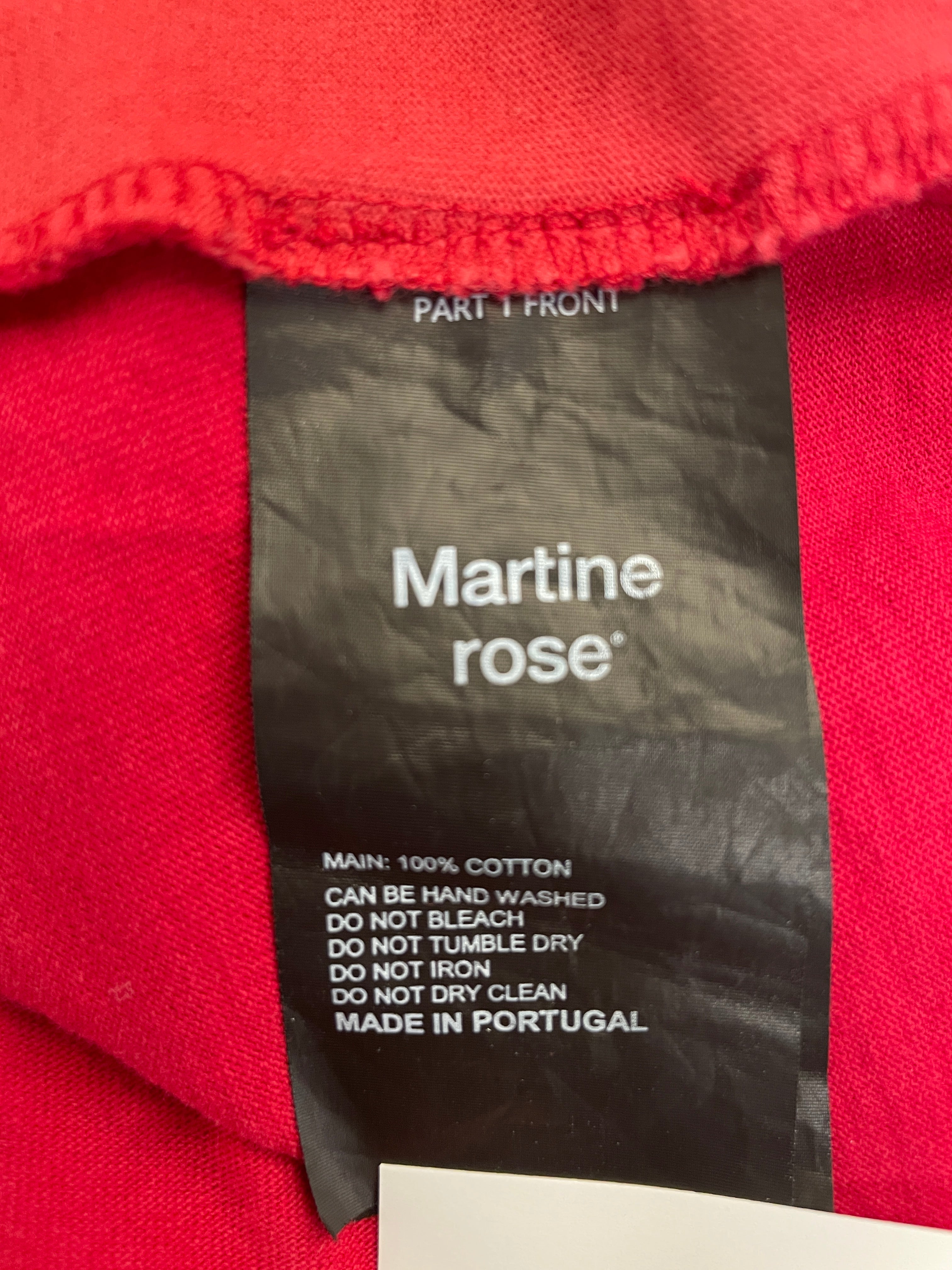 MARTINE ROSE/Polo Shirt/XS/Cotton/RED/Graphic/'RIOT' PANELLED POLO view 4