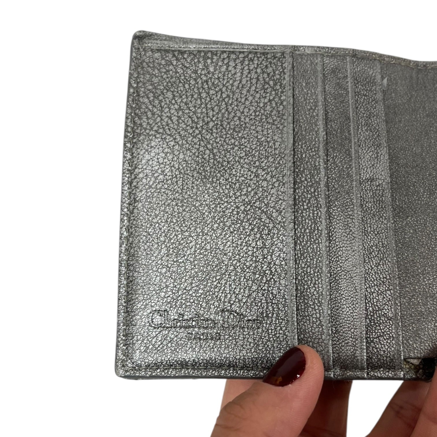 Christian Dior/Coin Wallet/Leather/SLV/QUILTED SILVER WALLET view 8
