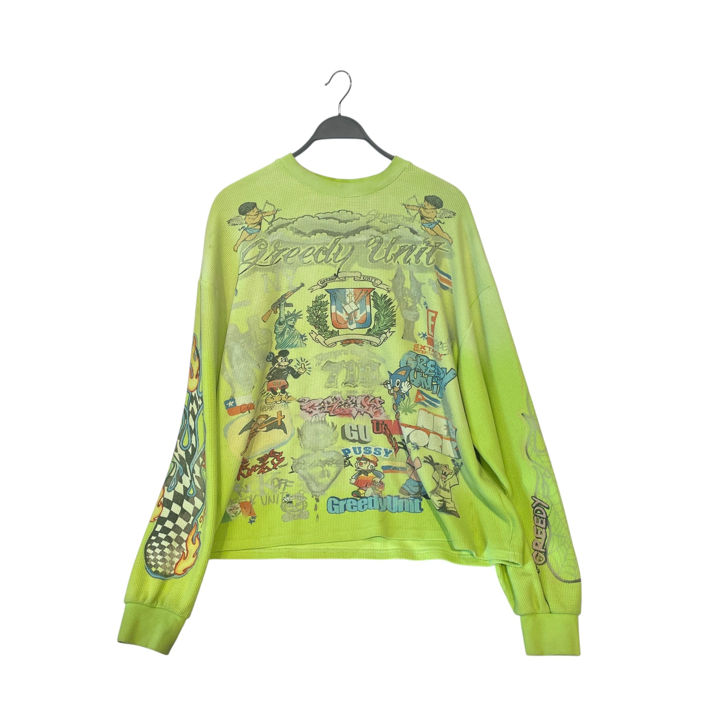 GREEDY UNIT/LS T-Shirt/M/Cotton/GRN/All Over Print/ view 1