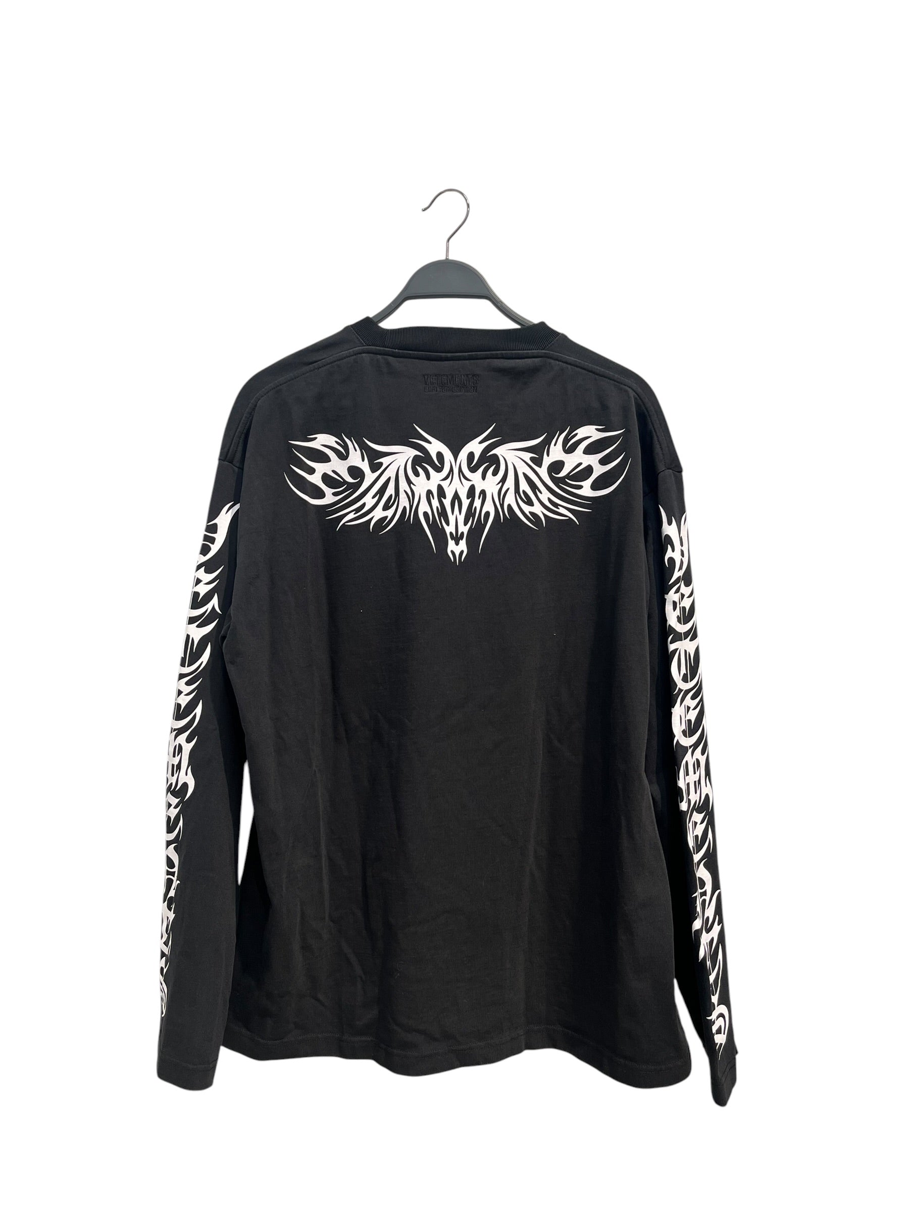 VETEMENTS/LS T-Shirt/XS/Cotton/BLK/Graphic/TRIBAL GRAPHIC CHEST view 2
