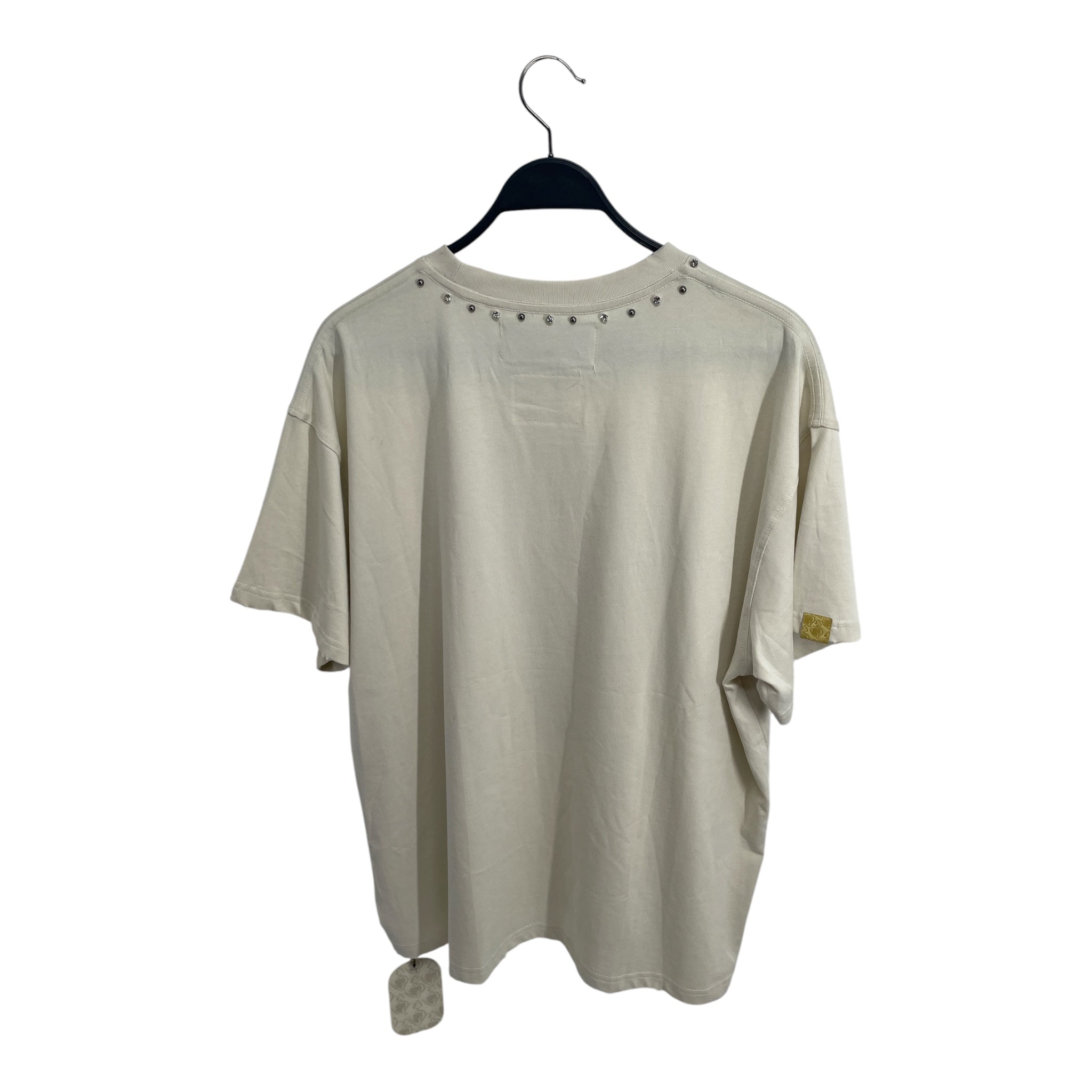 WHEN SMOKE CLEARS/T-Shirt/L/Cotton/WHT/Graphic/BLU/ORG/RHINSTONE view 2