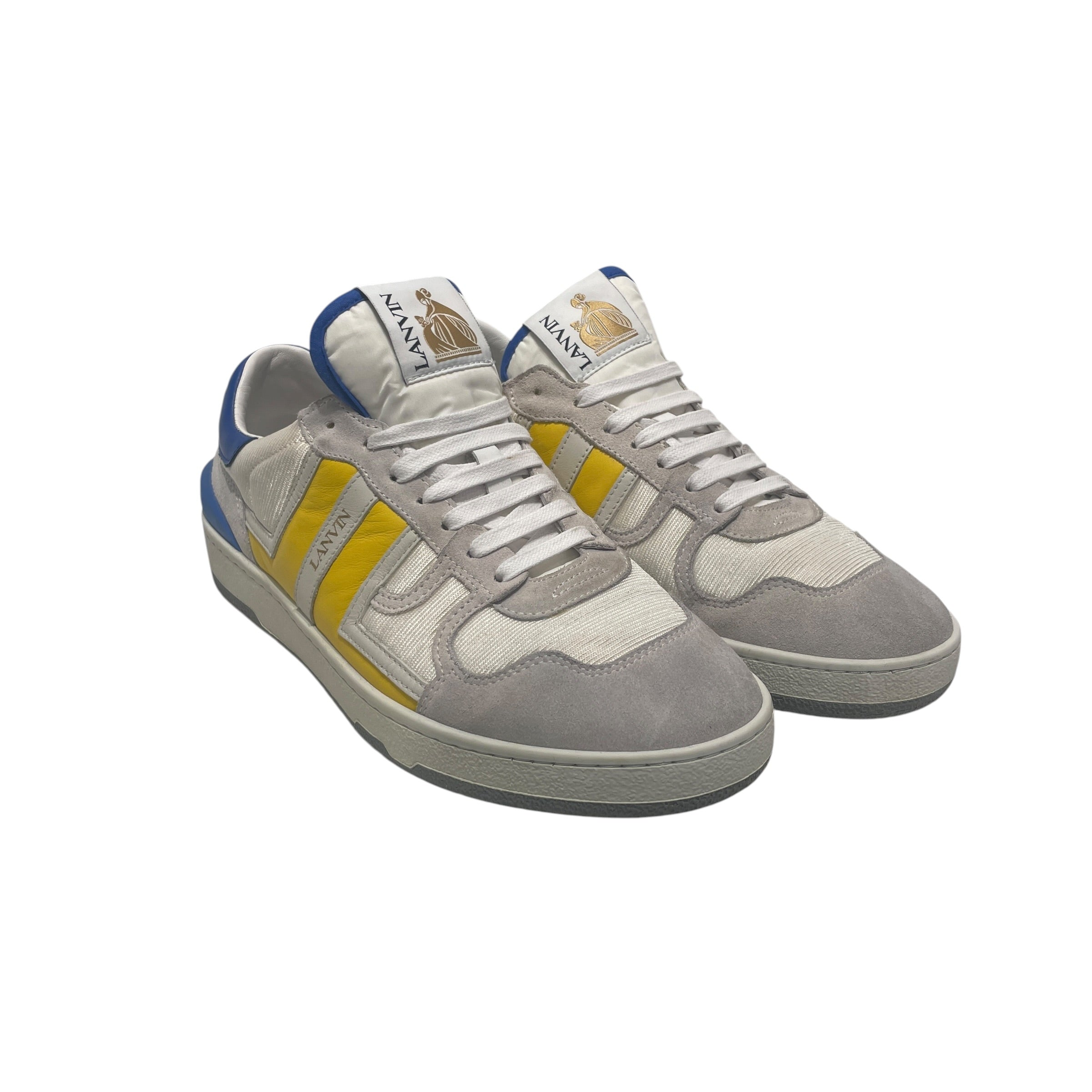 LANVIN/Low-Sneakers/EU 42/Acrylic/WHT/Curb Sneaker Yellow Stripe view 1