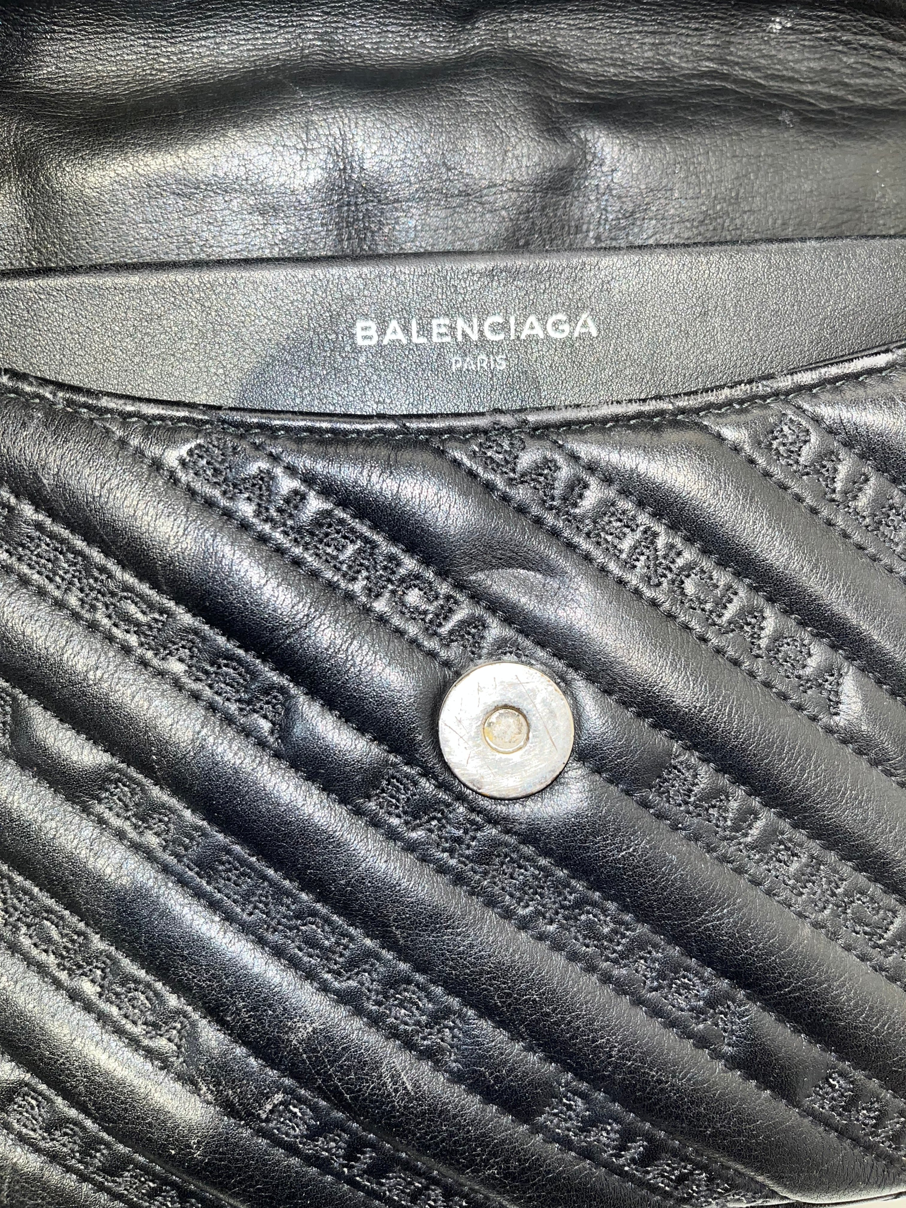 BALENCIAGA/Cross Body Bag/Leather/BLK/BB Quilted leather shoulder ba view 7