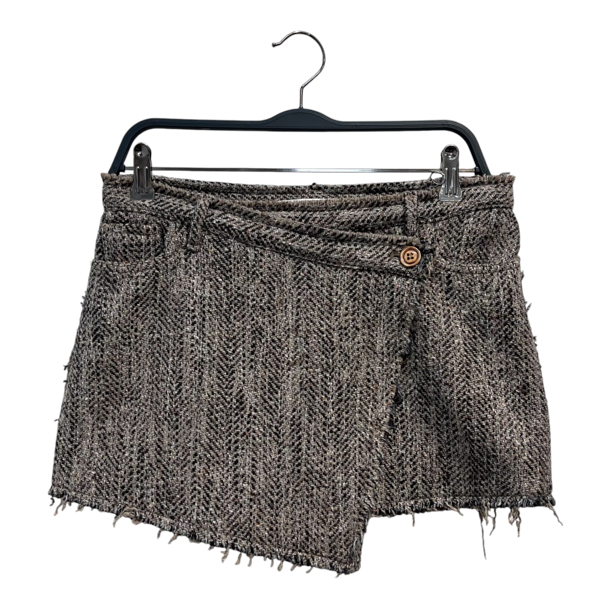 Acne Studios/Skirt/34/Herringbone/Wool/BRW/TWEED MINI WRAP RAW HEM view 1
