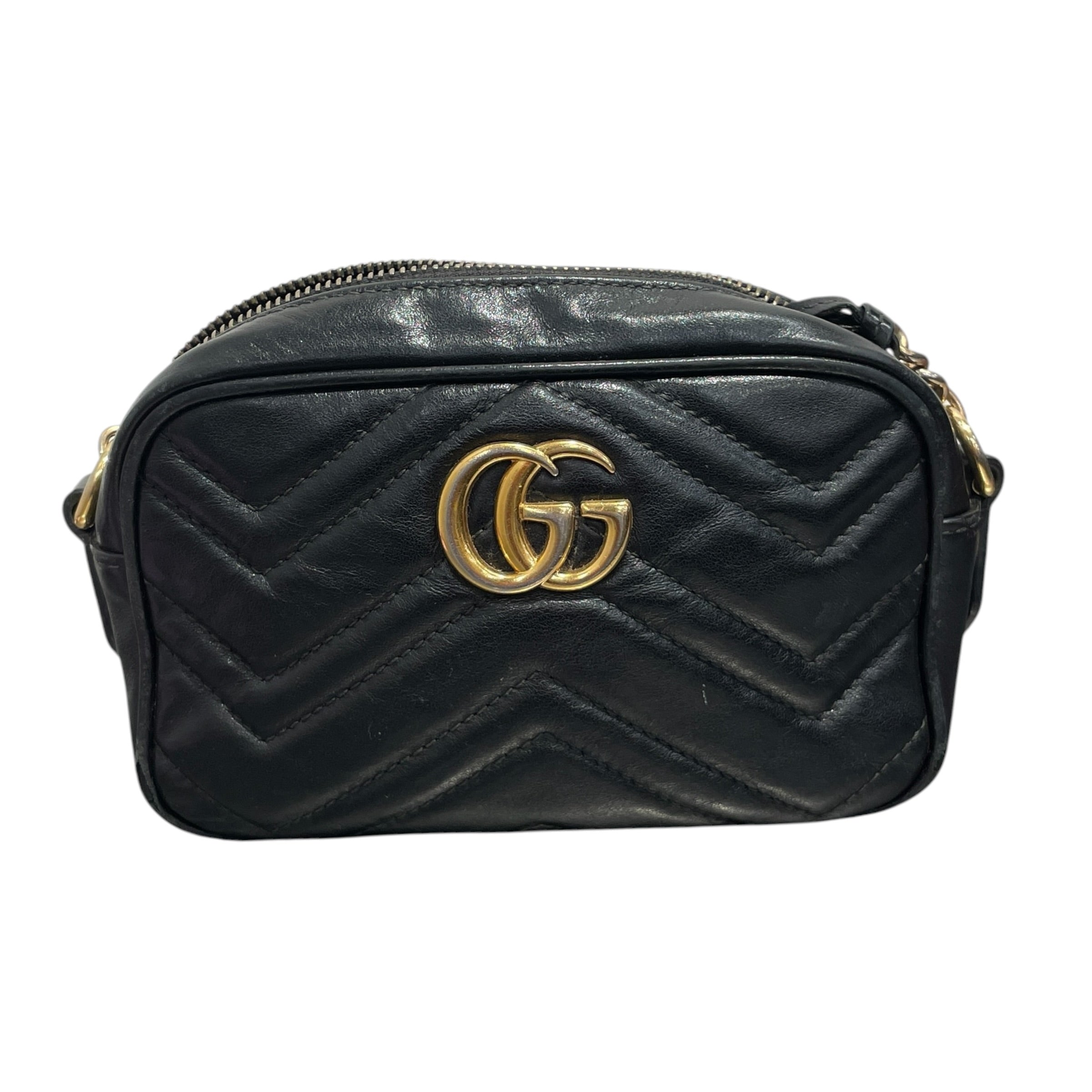 GUCCI/Bag/Leather/BLK/GOLD GUCCI LOGO view 3