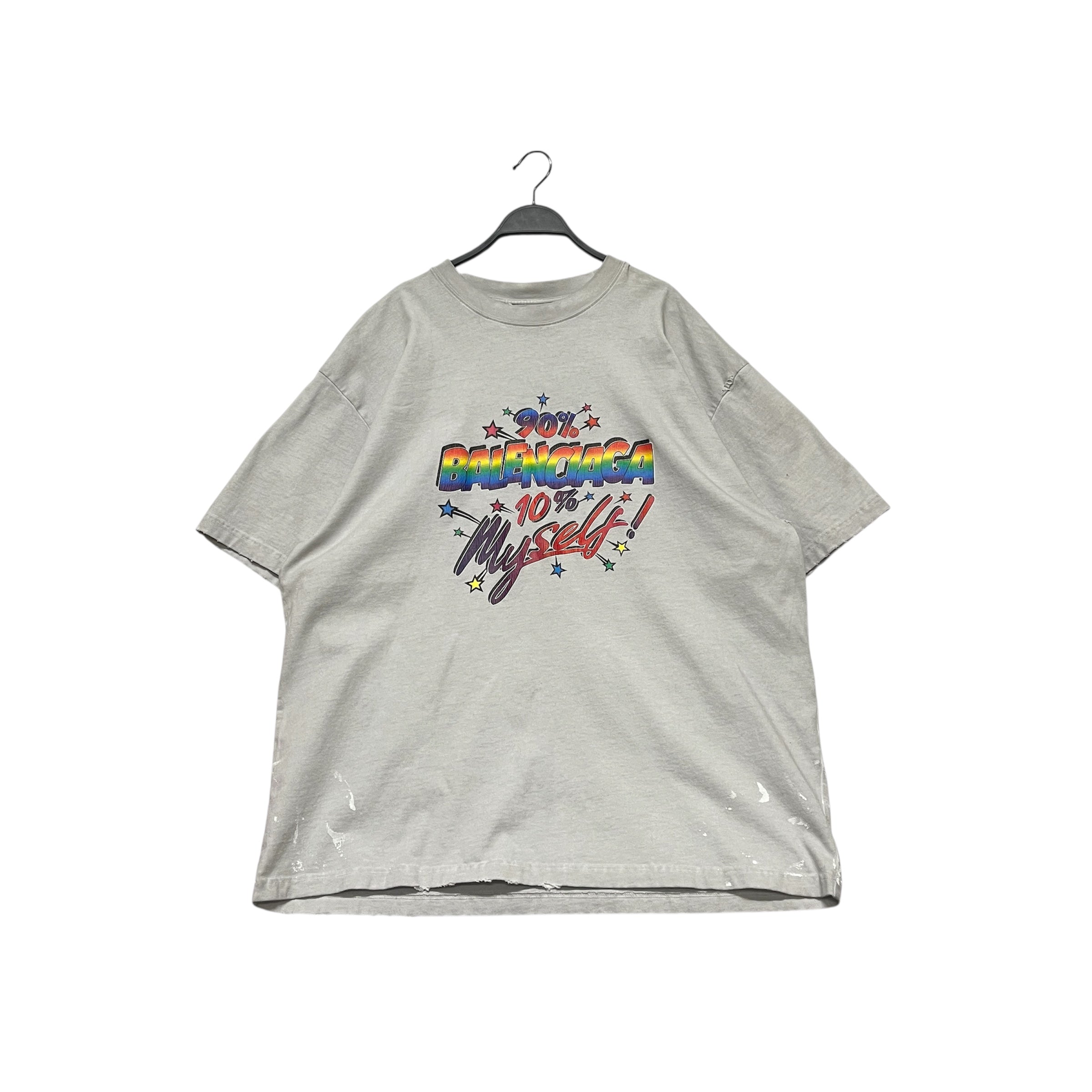 BALENCIAGA/T-Shirt/XL/Cotton/GRY/All Over Print/90% BALENCIAGA 10% MYSELF view 1