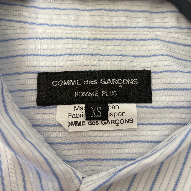 COMME des GARCONS HOMME PLUS/LS Shirt/XXS/Cotton/WHT/Stripe/SLEEVE 