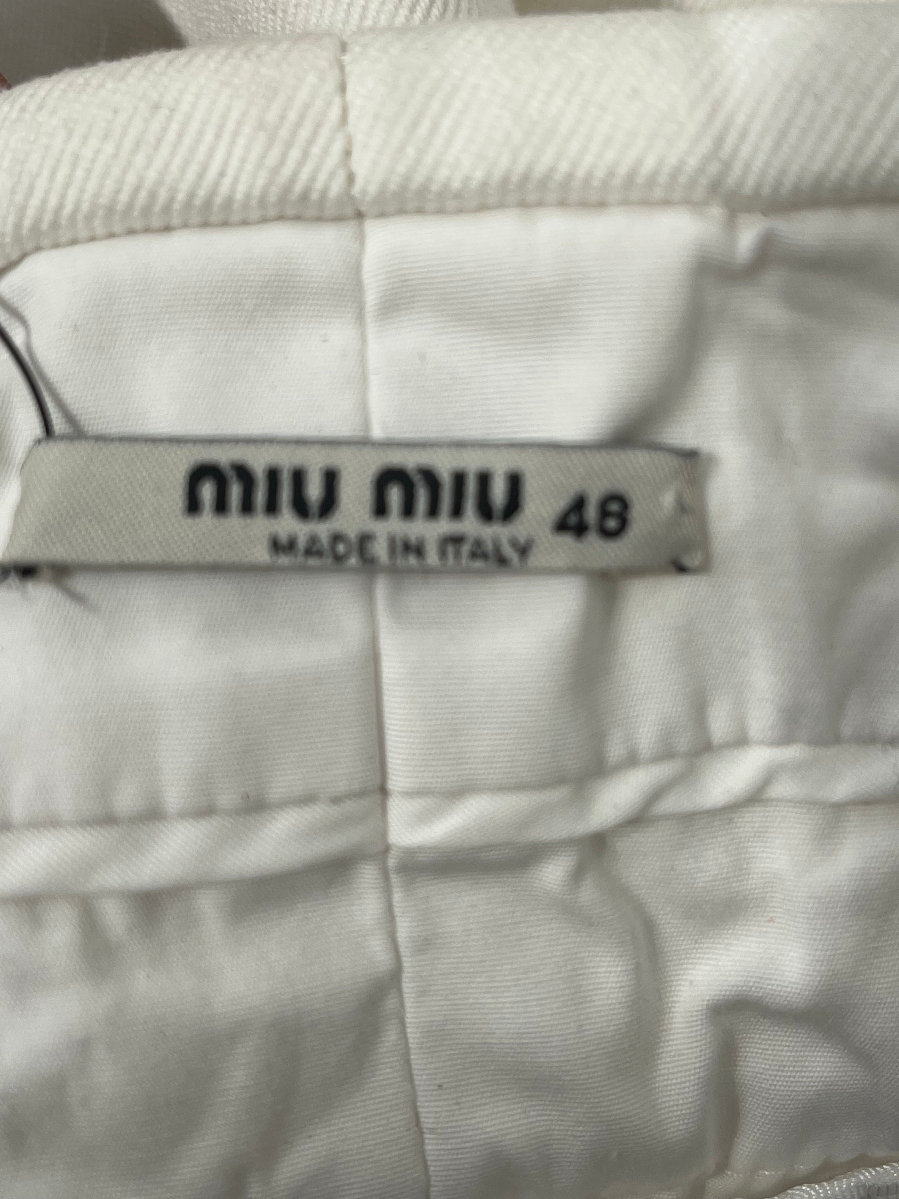 MIU MIU/Bottoms/48/Cotton/WHT/WIDE LEG BELTED JEANS view 7