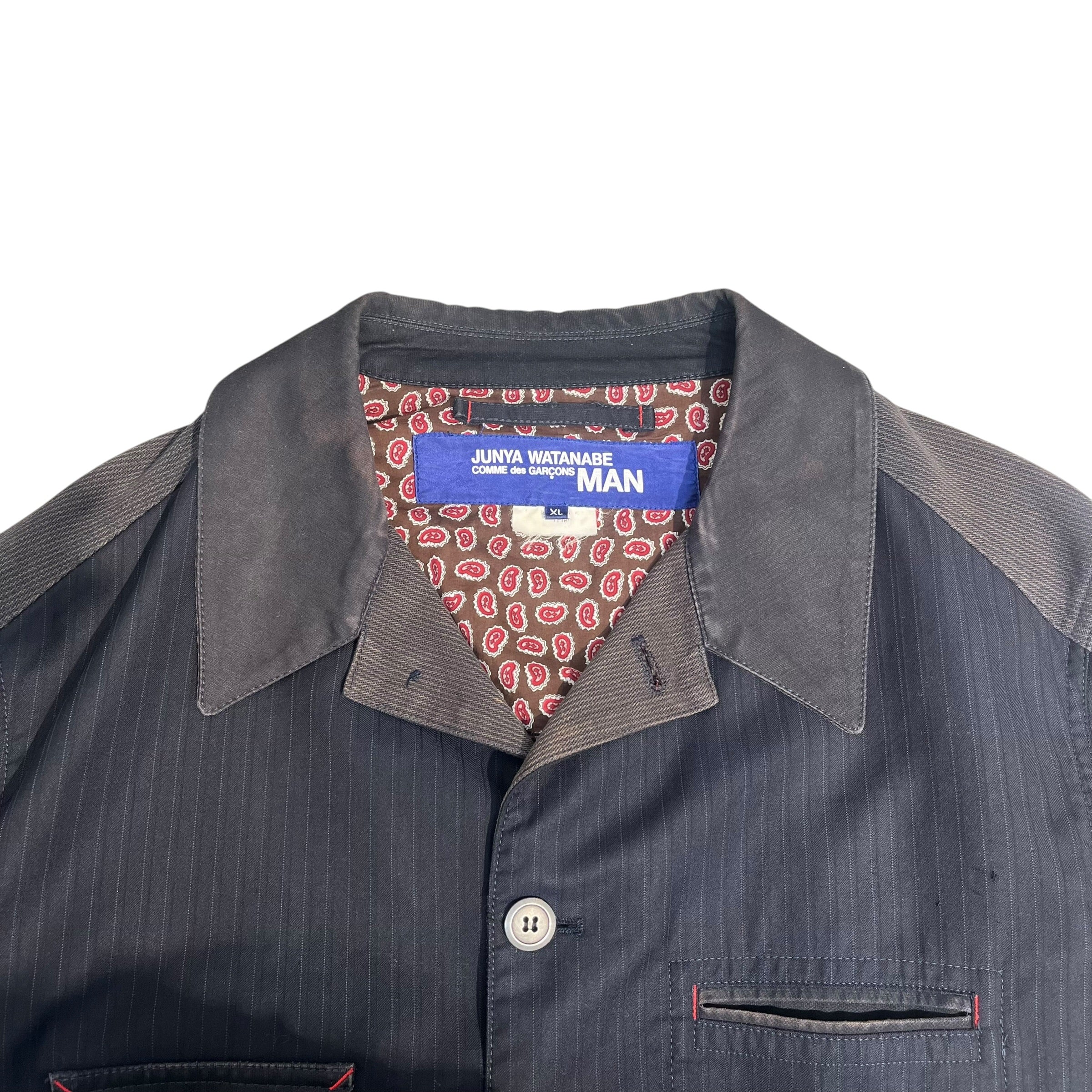 JUNYA WATANABE COMME des GARCONS MAN/Jacket/XL/Wool/NVY/Stripe/AD2012 GREY POCKETS AND ELBOWS view 3