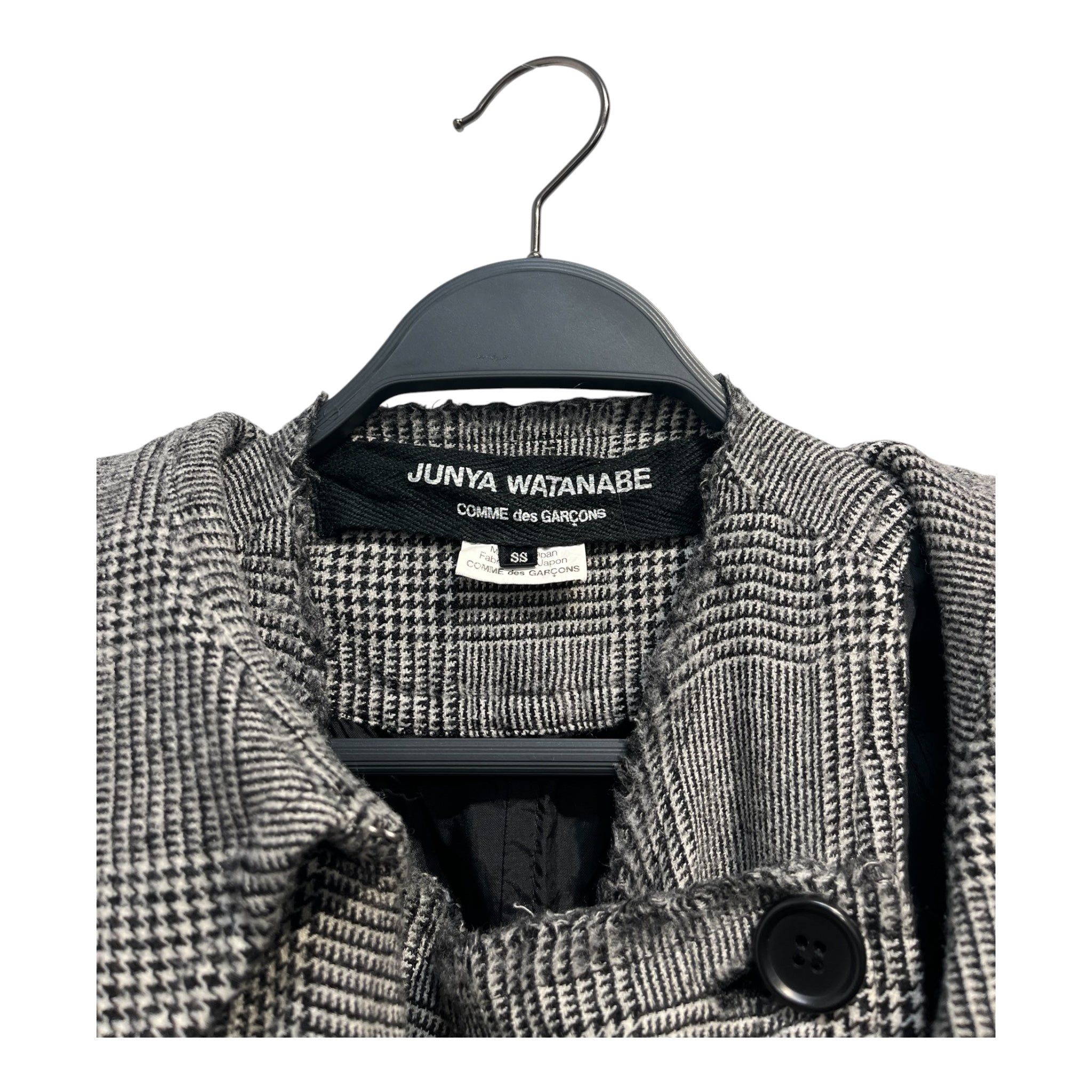 JUNYA WATANABE COMME des GARCONS/Peacoat/SS/Glen Check/Wool/GRY/cut n sew coat/ 2 layers view 3