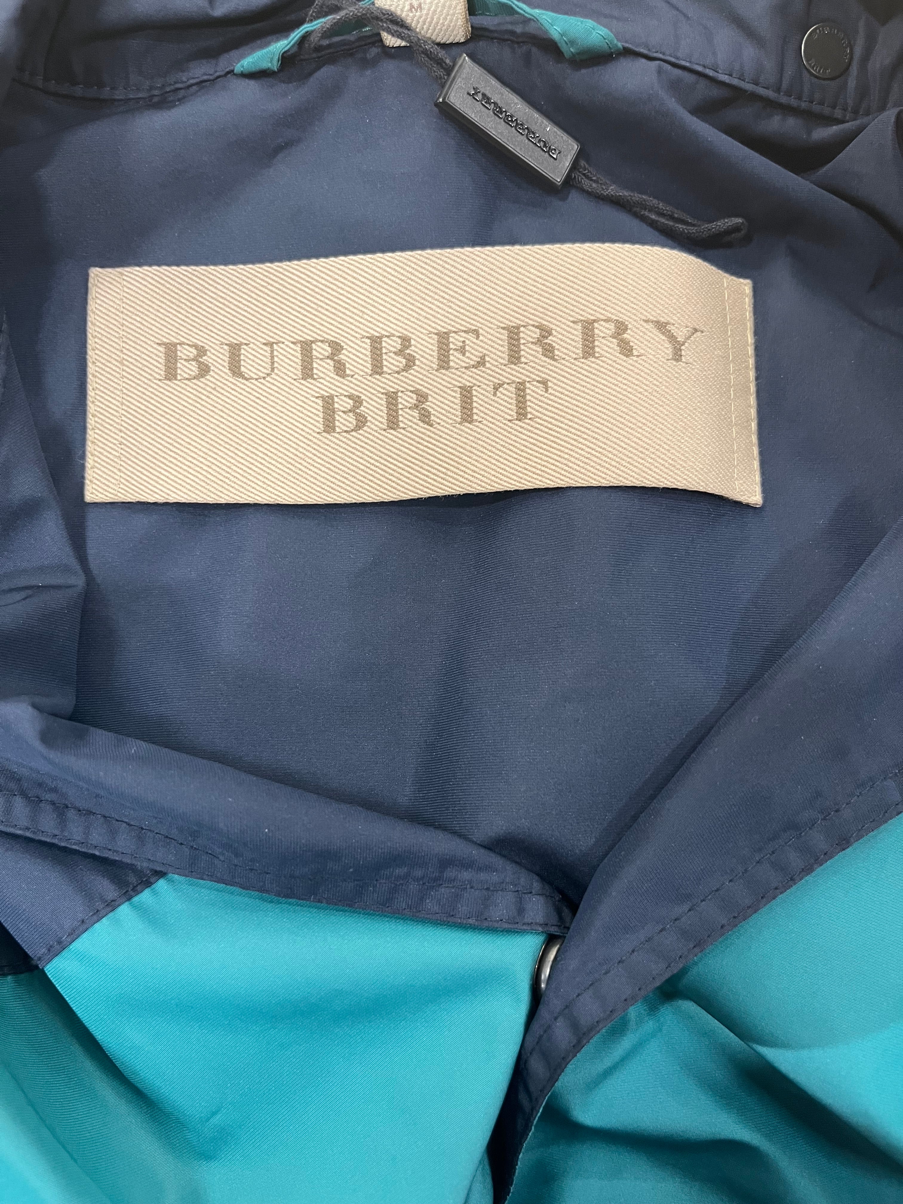 BURBERRY BRIT/Windbreaker/M/Polyester/NVY/Stripe/STRIPED HOODED WINDBREAKER view 3