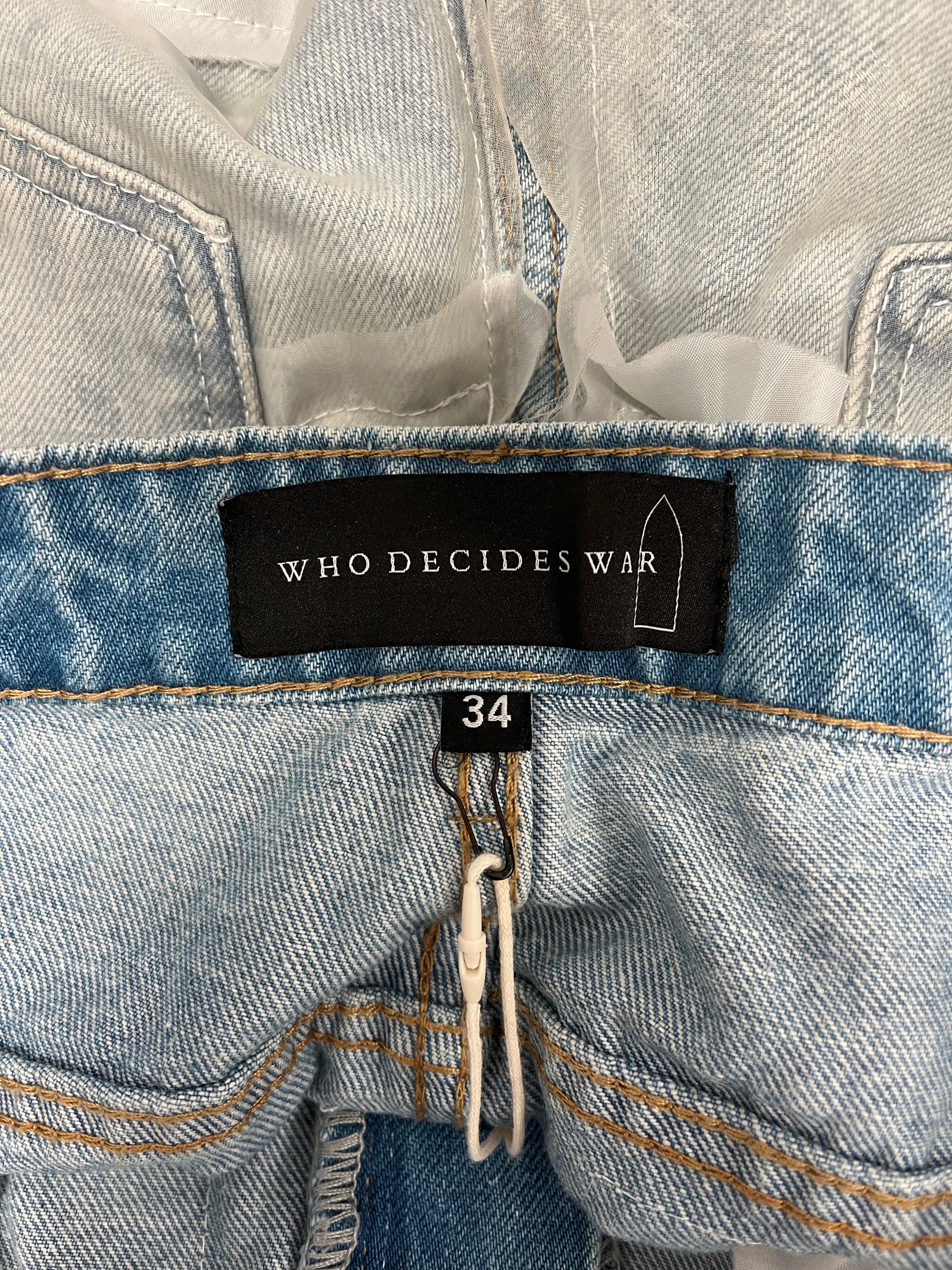 WHO DECIDES WAR/Pants/34/Denim/BLU/All Over Print/winged organza denim view 3