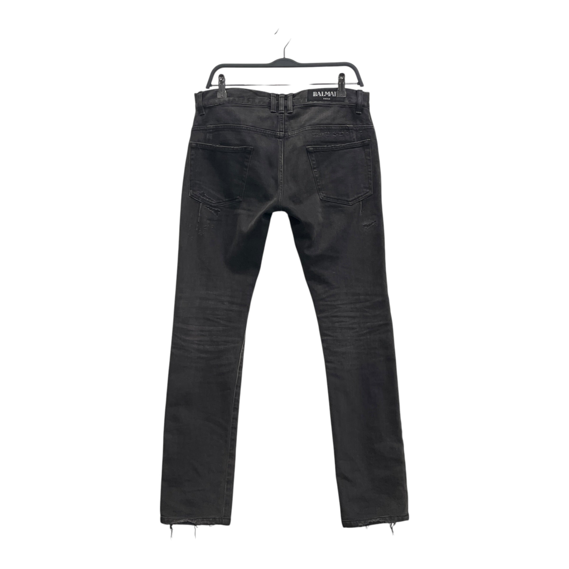 BALMAIN/Skinny Pants/30/Cotton/BLK/RIPPED DENIM ZIP PKTS view 2