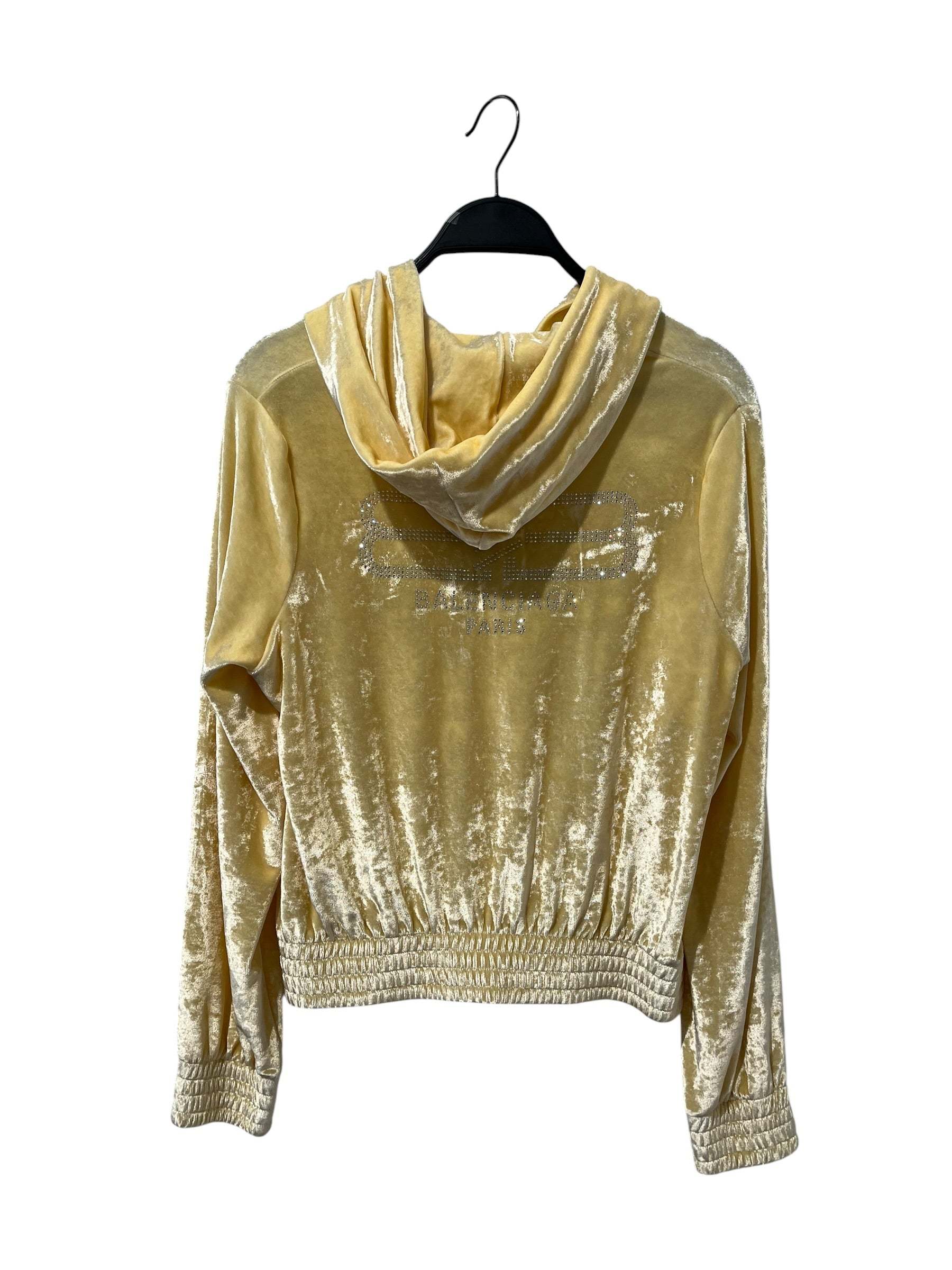 BALENCIAGA/Zip Up Hoodie/S/Velour/YEL/BB LOGO VELOUR ZIP view 2