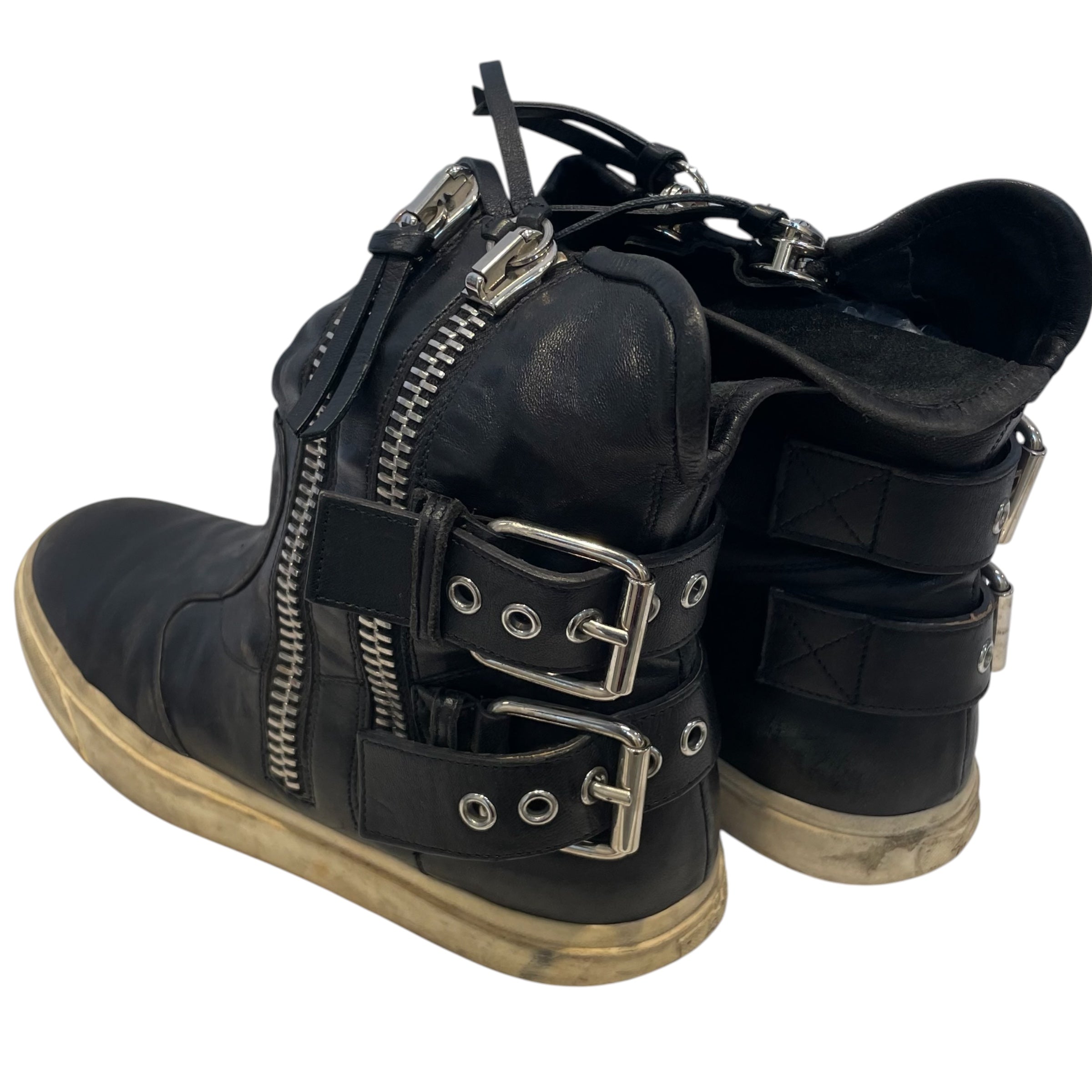 GIUSEPPE ZANOTTI DESIGN/Hi-Sneakers/US 7.5/Leather/BLK/DOUBLE ZIPPER/BUCKLE view 2