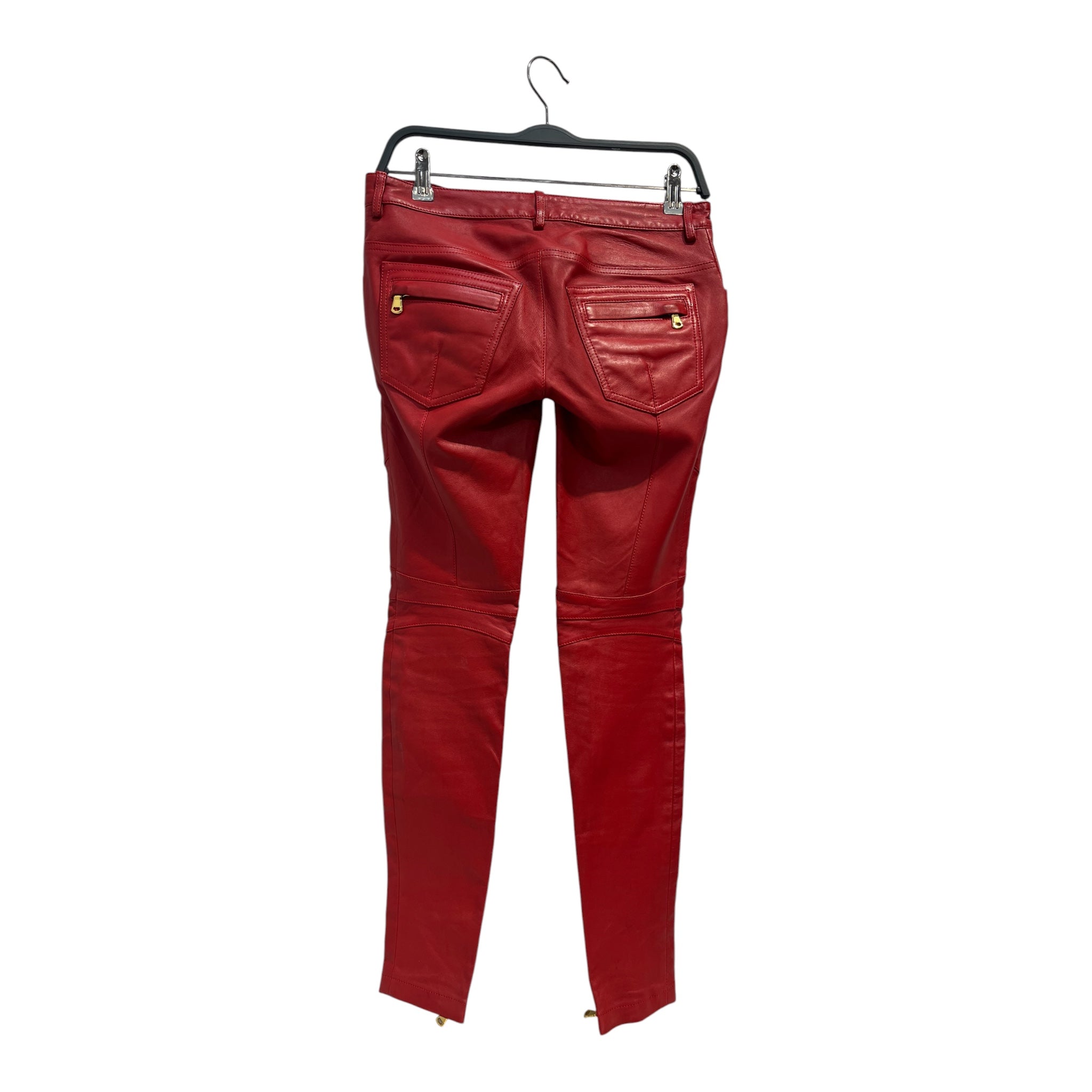 PIERRE BALMAIN/Skinny Pants/36/Leather/RED/RED LEATHER MOTO JEANS view 2