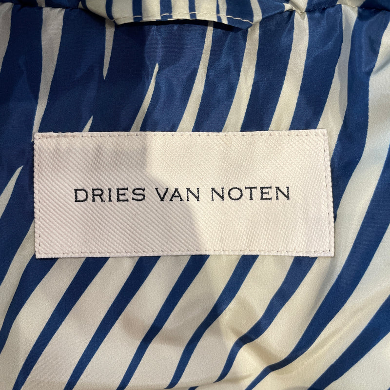 DRIES VAN NOTEN/Coat/XL/Nylon/BLU/All Over Print/Vorley Coat w side zip detail