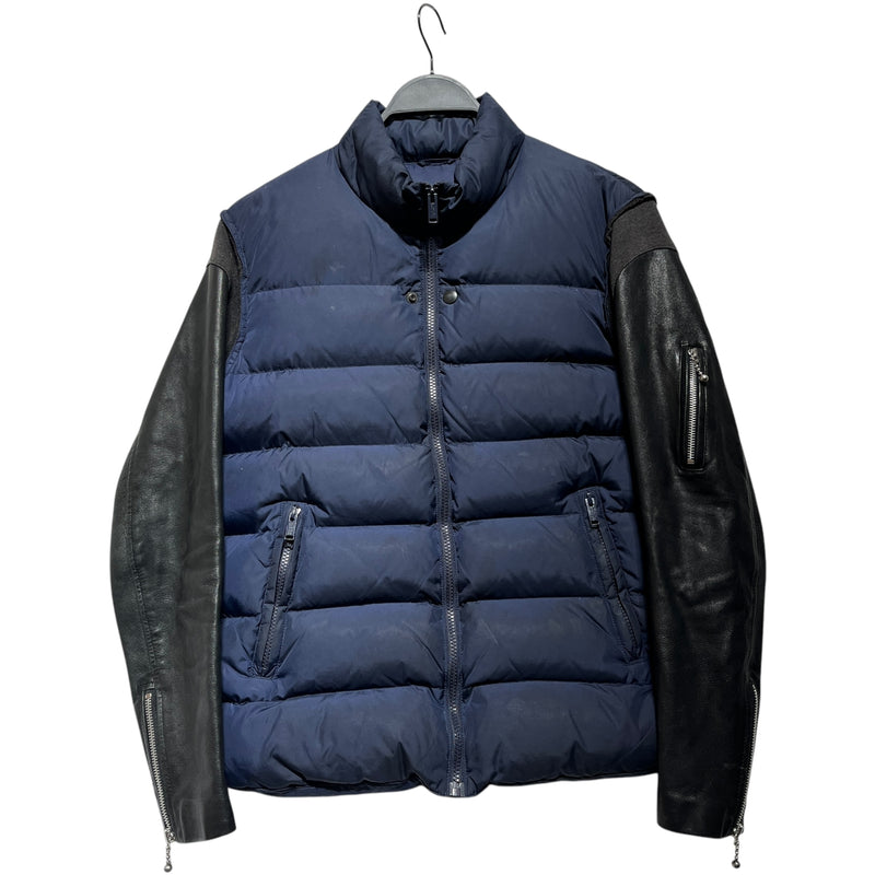 UNDERCOVERISM/Puffer Jkt/2/Nylon/NVY/DOWN JACKET LEATHER SLEEVE