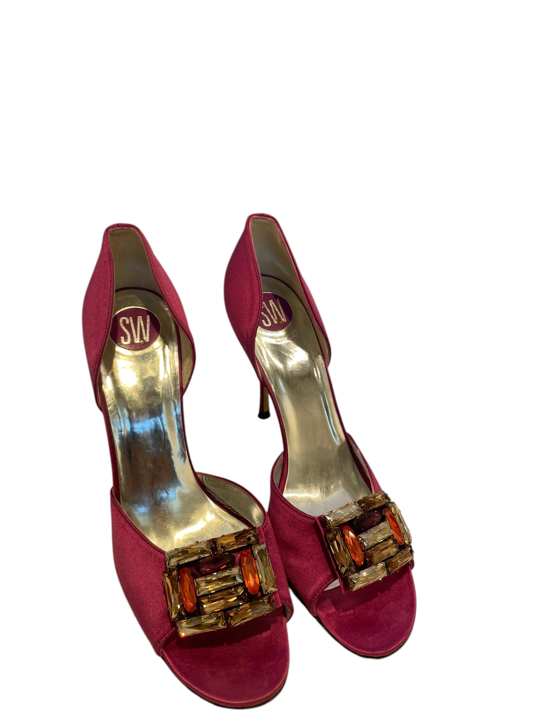 STUART WEITZMAN/Heels/US 10/Silk/PNK/Open-Toe/GEMSTONES view 1