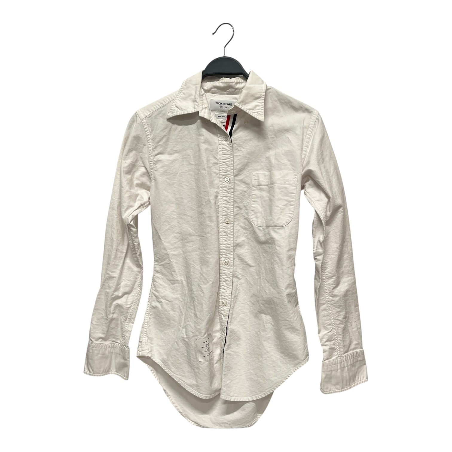 THOM BROWNE. NEW YORK/Polo Shirt/46/Cotton/WHT/RED/BLU STRIPE BUTTONS view 1